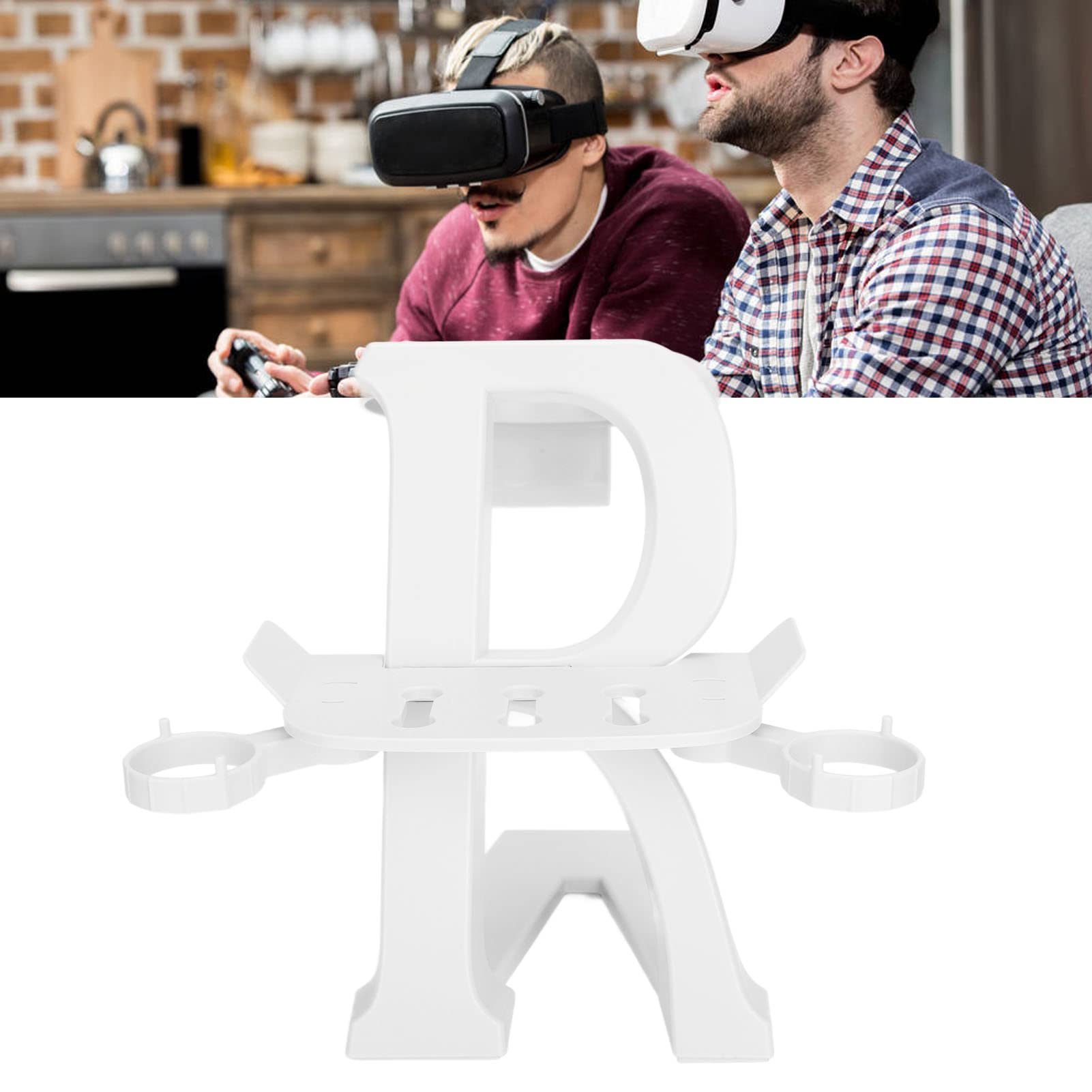 CHICIRIS VR Headset Stand & Controller Holder - Durable Plastic VR Accessories Organizer for Oculus Rift S & HTC Vive (White) - Perfect for Gaming Setup & VR Equipment Storage