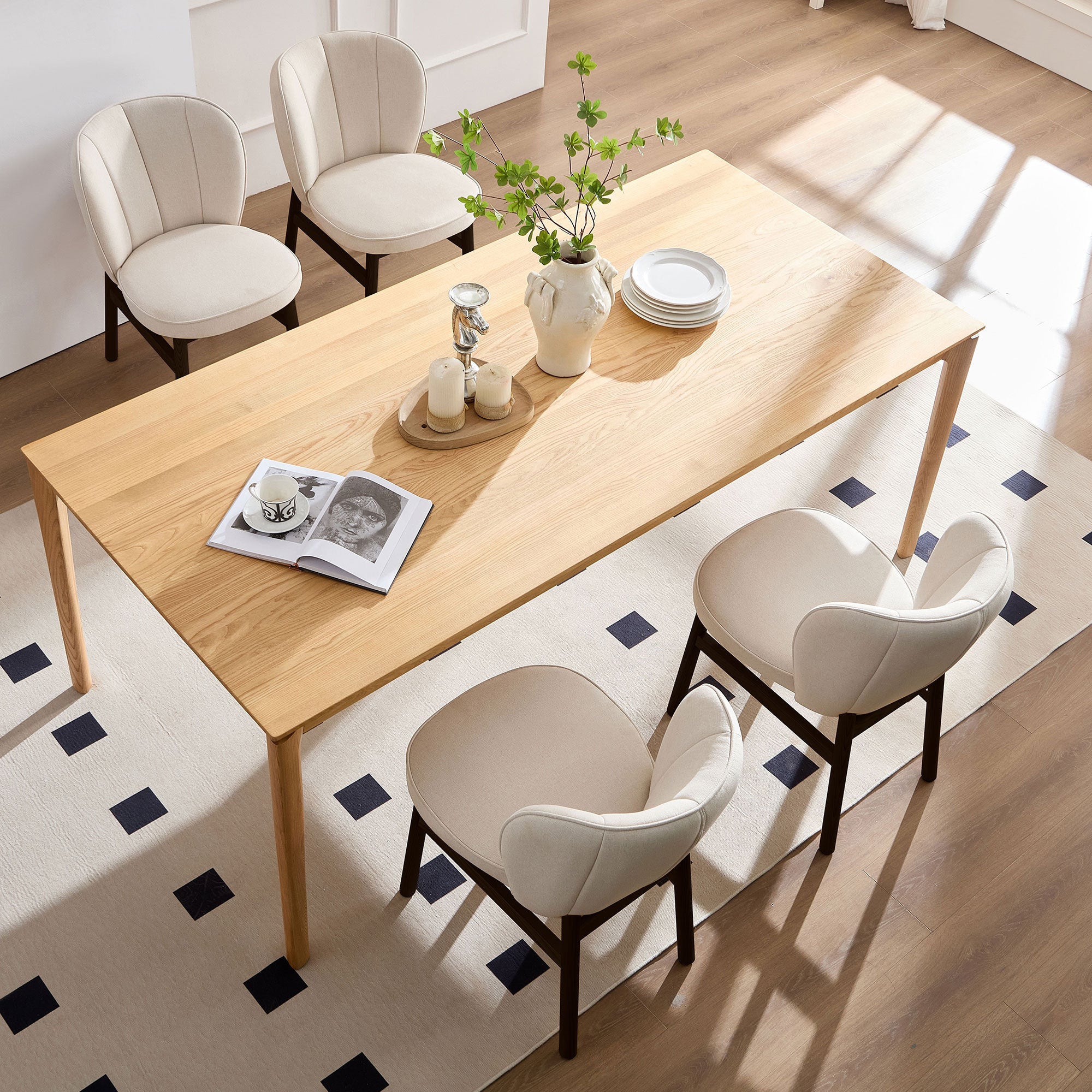 1 PC Wooden Frame Upholstered Shell Dining Chair - Modern Armless Kitchen & Living Room Chair - Comfortable Restaurant Seating for Home Dining & Cafe Use