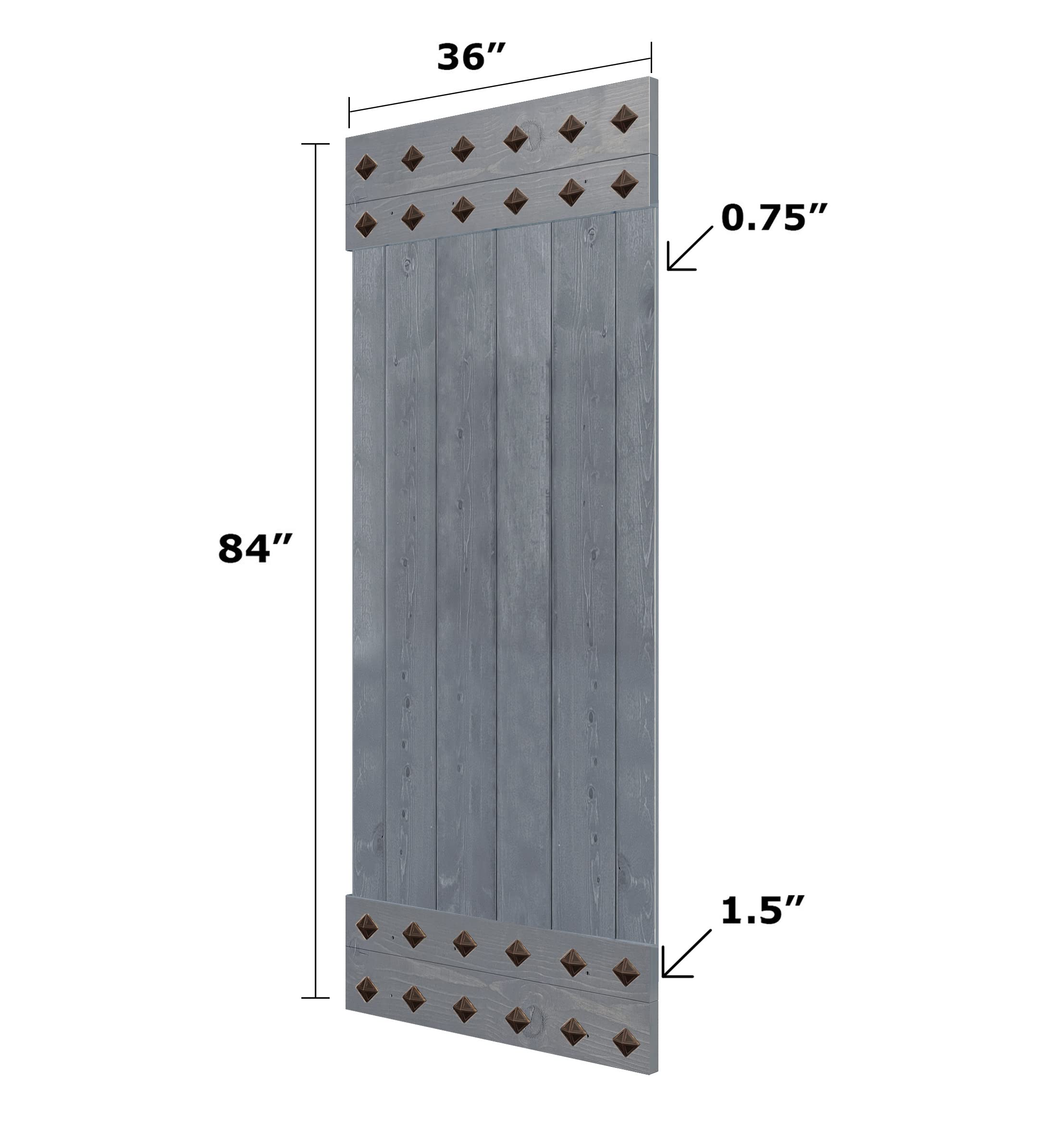 36in x 84in DIY Sliding Barn Door - Mid-Century Style Knotty Pine Wood Interior Door Slab (Dark Gray) | Easy Assembly, Hardware Not Included | Perfect for Bedrooms, Closets & Farmhouse Decor