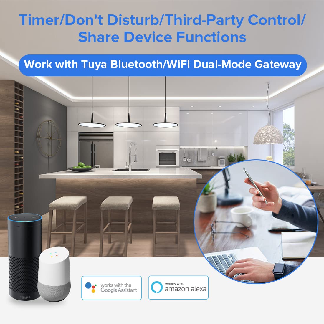 BTF-LIGHTING LM052 Tuya Zigbee 3.0 LED Controller - 5-in-1 RGB RGBW RGBCCT PWM Dimmer for LED Strips, Compatible with Amazon Echo Plus/4th Gen, Philips Hue Bridge & Smart Home Systems (WR01RF WR02RF) - Perfect for Home Theater Lighting, Bedroom Ambience & DIY Projects