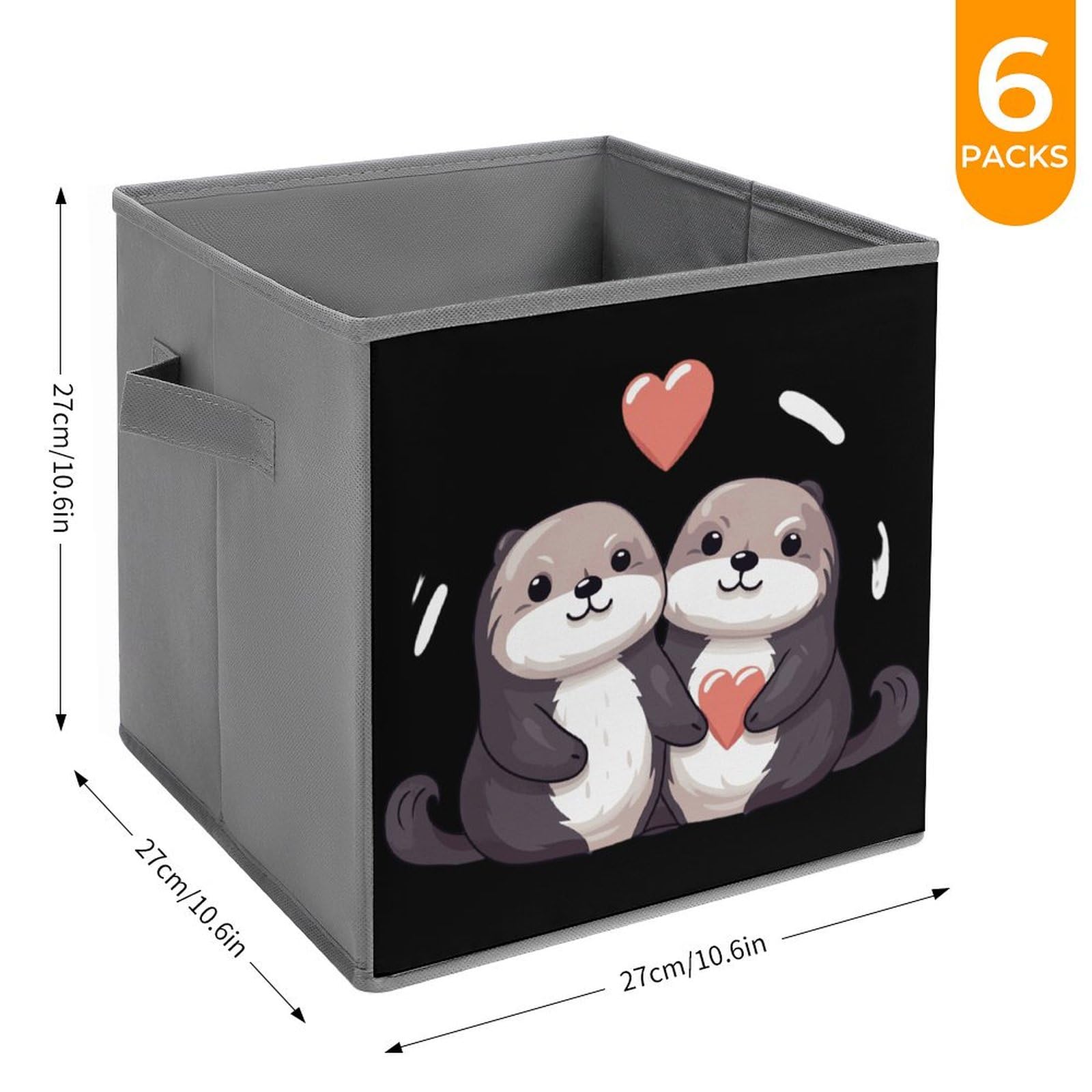 Foldable Storage Cubes Organizers - 6 Pack Square Storage Baskets with Handles for Closet, Nursery, Office & Home Organization | Sea Otters Design