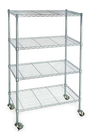 4-Tier Zinc Wire Cart with Wheels, 36x18x67 Inches - Heavy Duty Utility Rolling Shelf for Kitchen, Garage, Office Storage & Organization