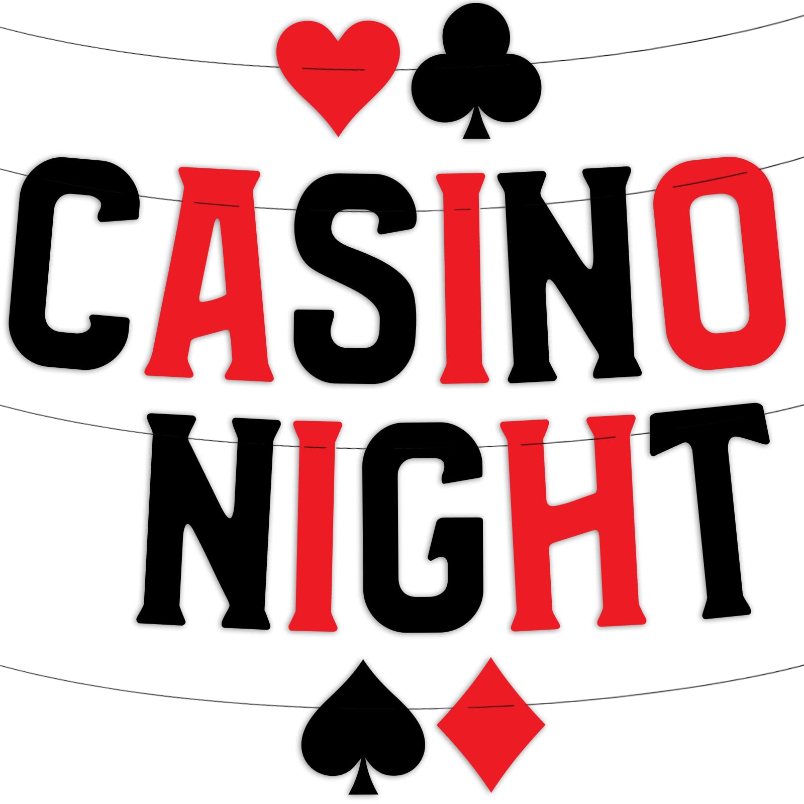 Casino Themed Glitter Banner - Las Vegas Style Party Decorations for Birthday & Bachelorette - Poker Night Garland, Favors & Supplies - Perfect for Casino Nights, Themed Parties & Special Events
