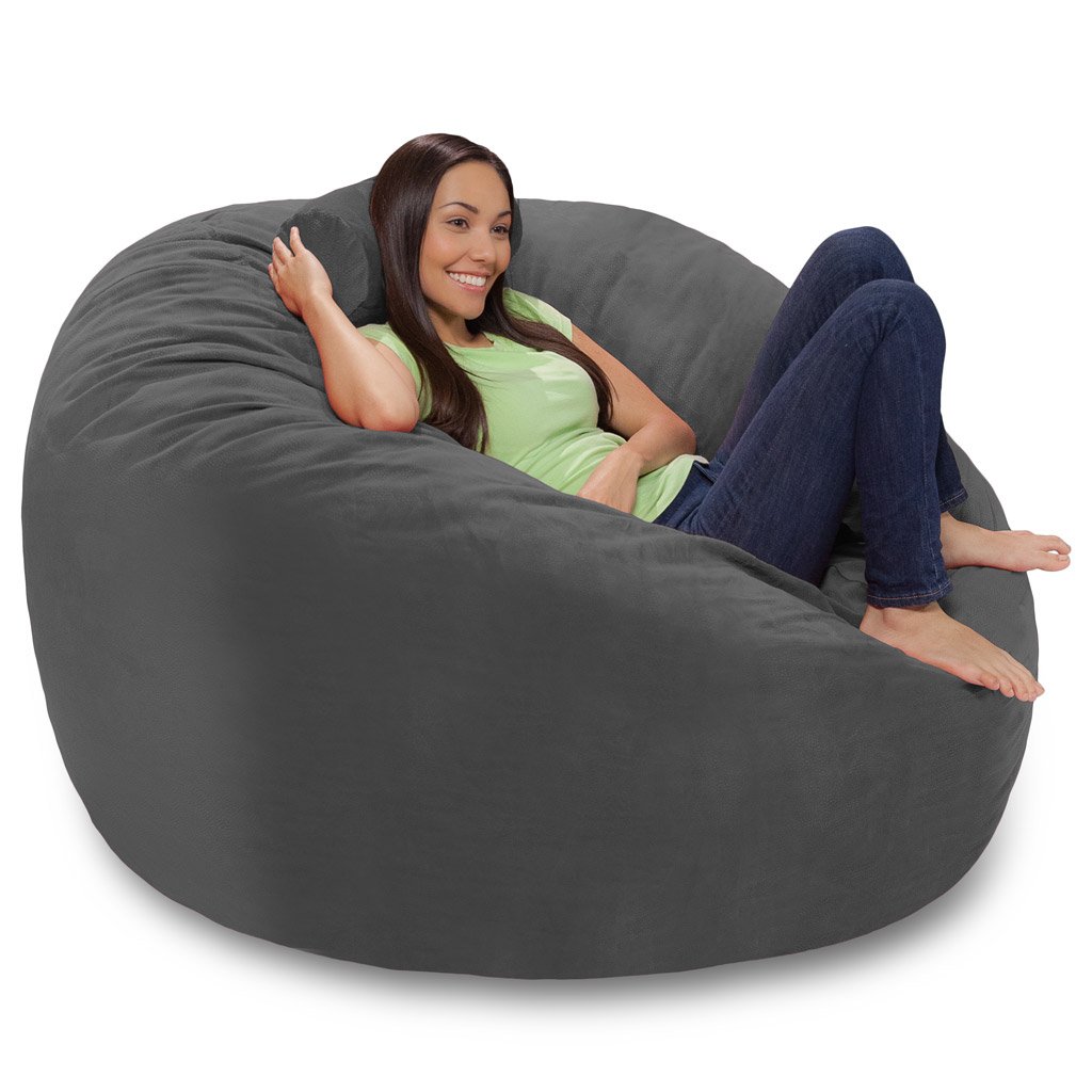 Comfy Sacks Memory Foam Bean Bag Chair - Ultra Soft Grey Pebble for Adults & Teens | Perfect for Living Room, Bedroom, Dorm & Game Room Relaxation