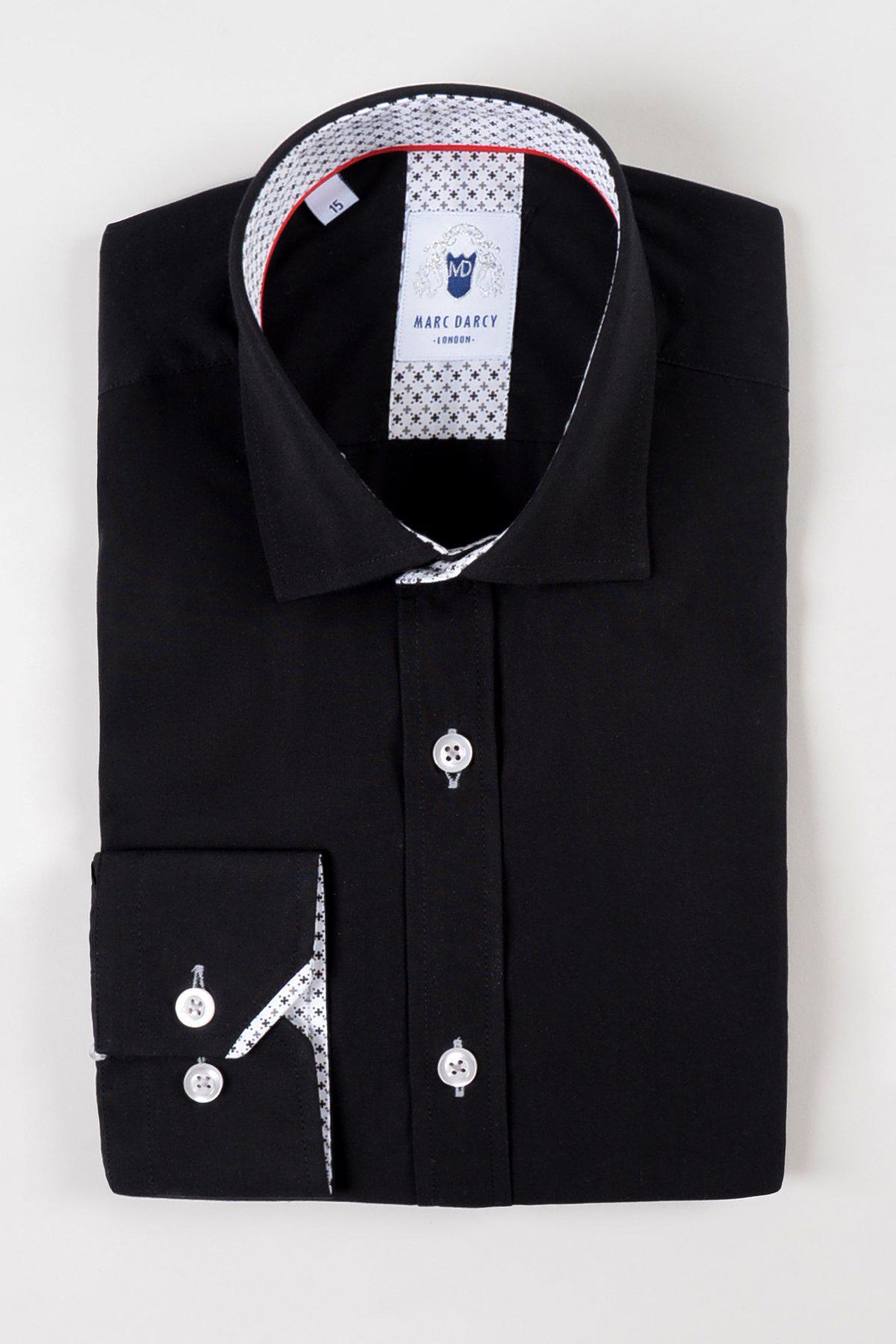 SERGIO Men's Black Long Sleeve Dress Shirt - Slim Fit Formal Business Shirt for Office, Wedding & Special Occasions