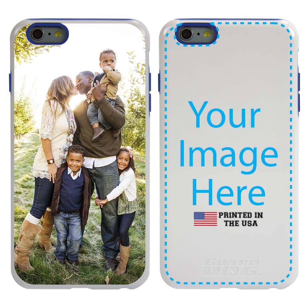 Custom iPhone 6 Plus/6s Plus Hybrid Case - Personalized Protective Phone Cover with Guard Dog Design (White/Blue) - Perfect for Outdoor Adventures & Daily Protection
