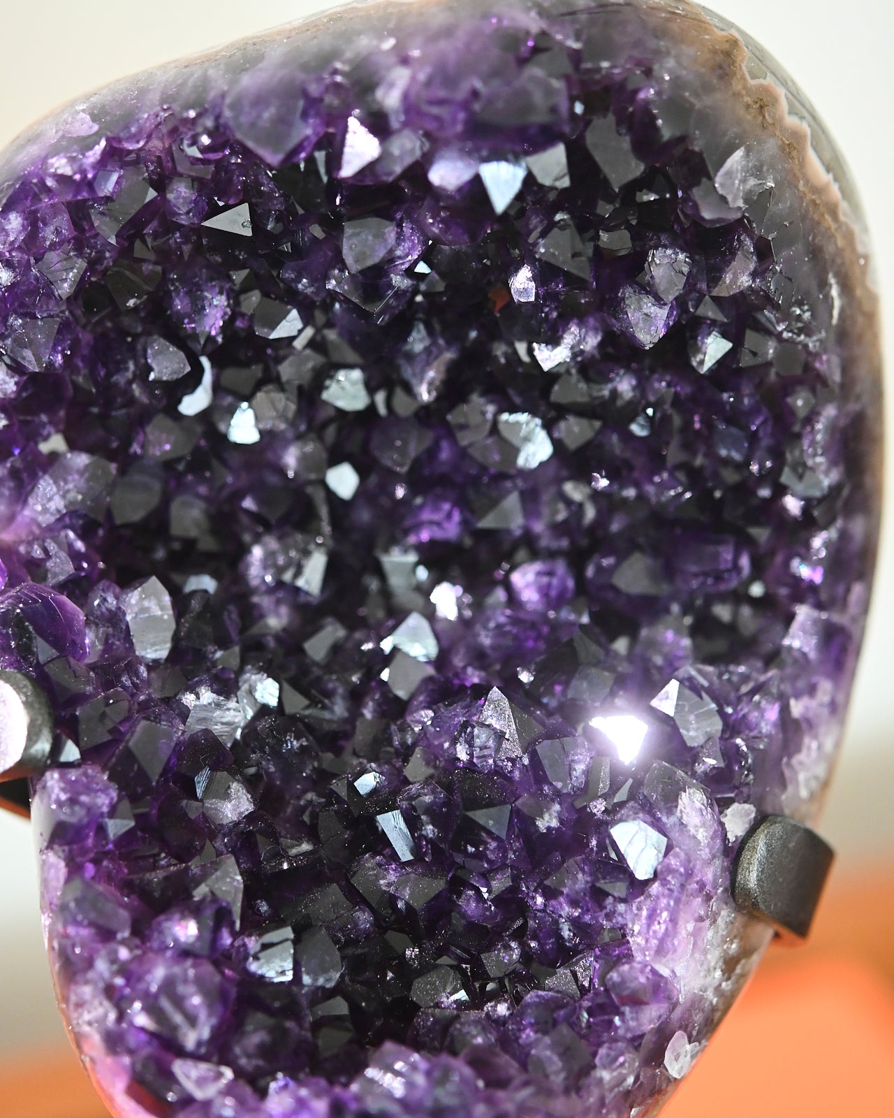 Natural Amethyst Crystal Geode on Wooden Stand - 3.9lbs Healing Stone for Home Decor, Meditation & Spiritual Gifts