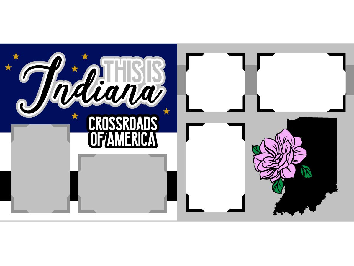 Indiana Scrapbook Page Kit - DIY Scrapbooking Supplies for Memory Albums, Travel Journals & Photo Projects | Perfect for Indiana-Themed Crafts, Home Decor & Gift Ideas