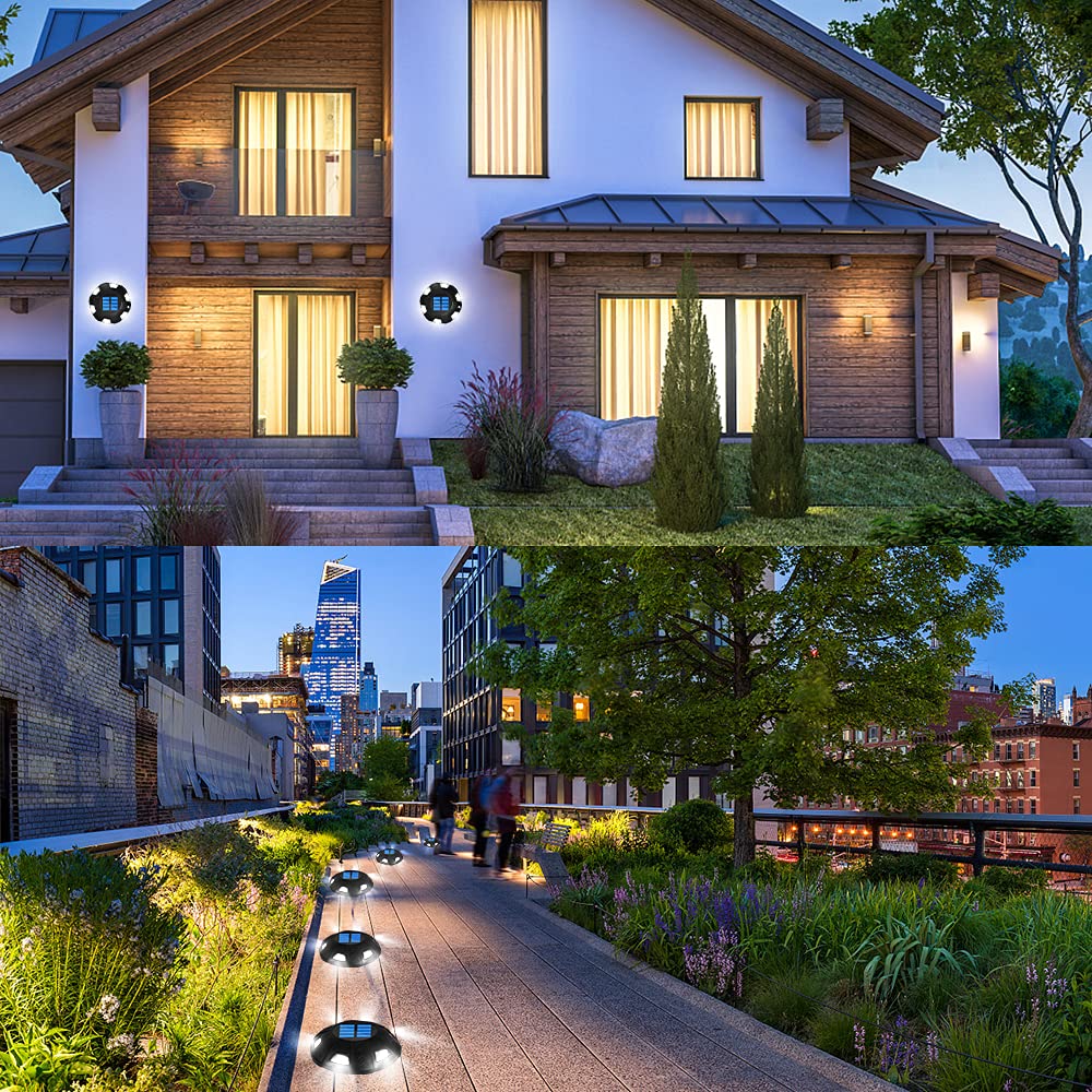 AMKI Solar Deck Lights 4 Pack - Waterproof LED Pathway Lights for Driveway, Garden, Walkway, Stairs, Backyard & Dock - All Night Illumination, Easy Installation - Perfect for Outdoor Safety & Decoration