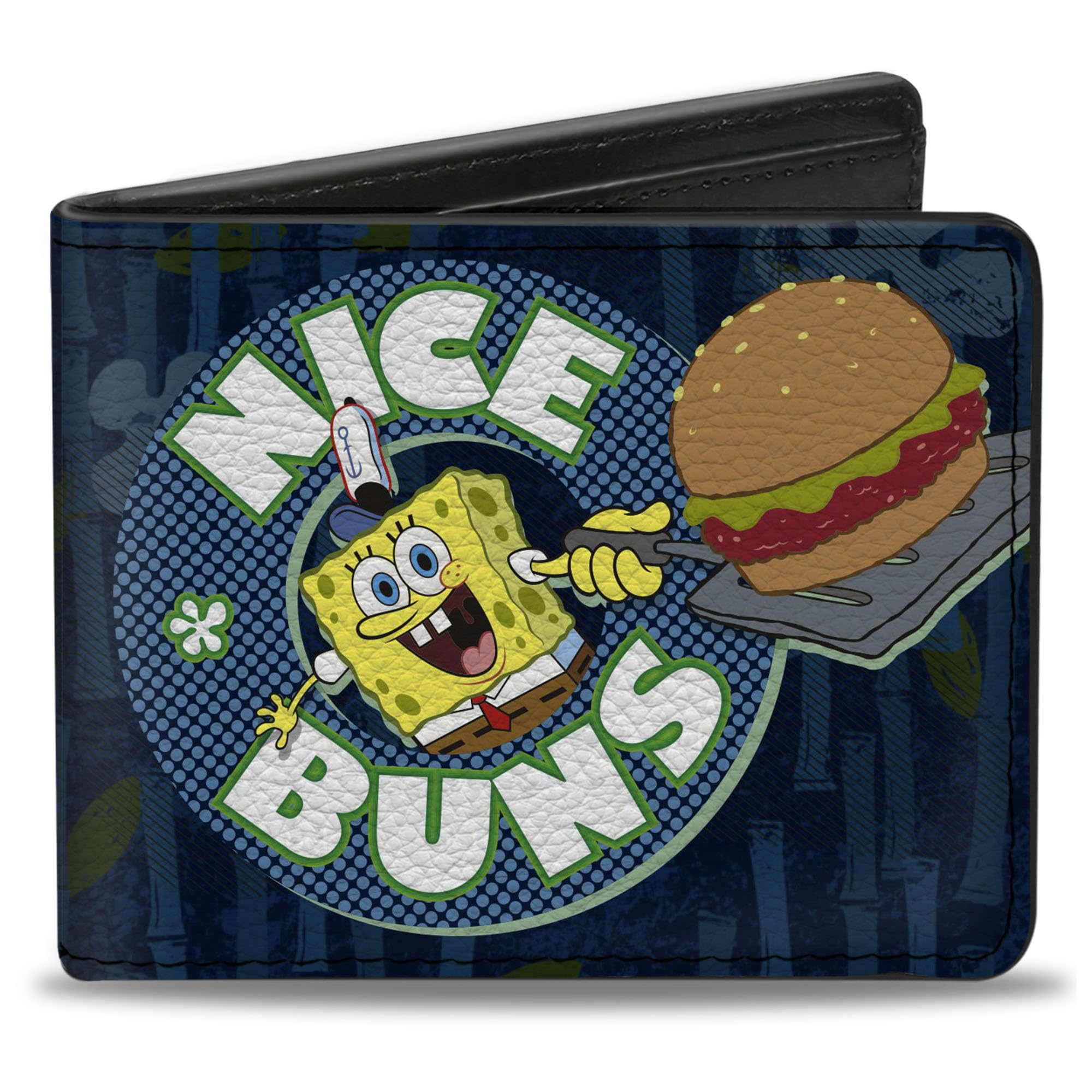 SpongeBob SquarePants Men's Bifold Wallet - Pu Leather Spongebob Nice Buns Design, Multicolor (4.0