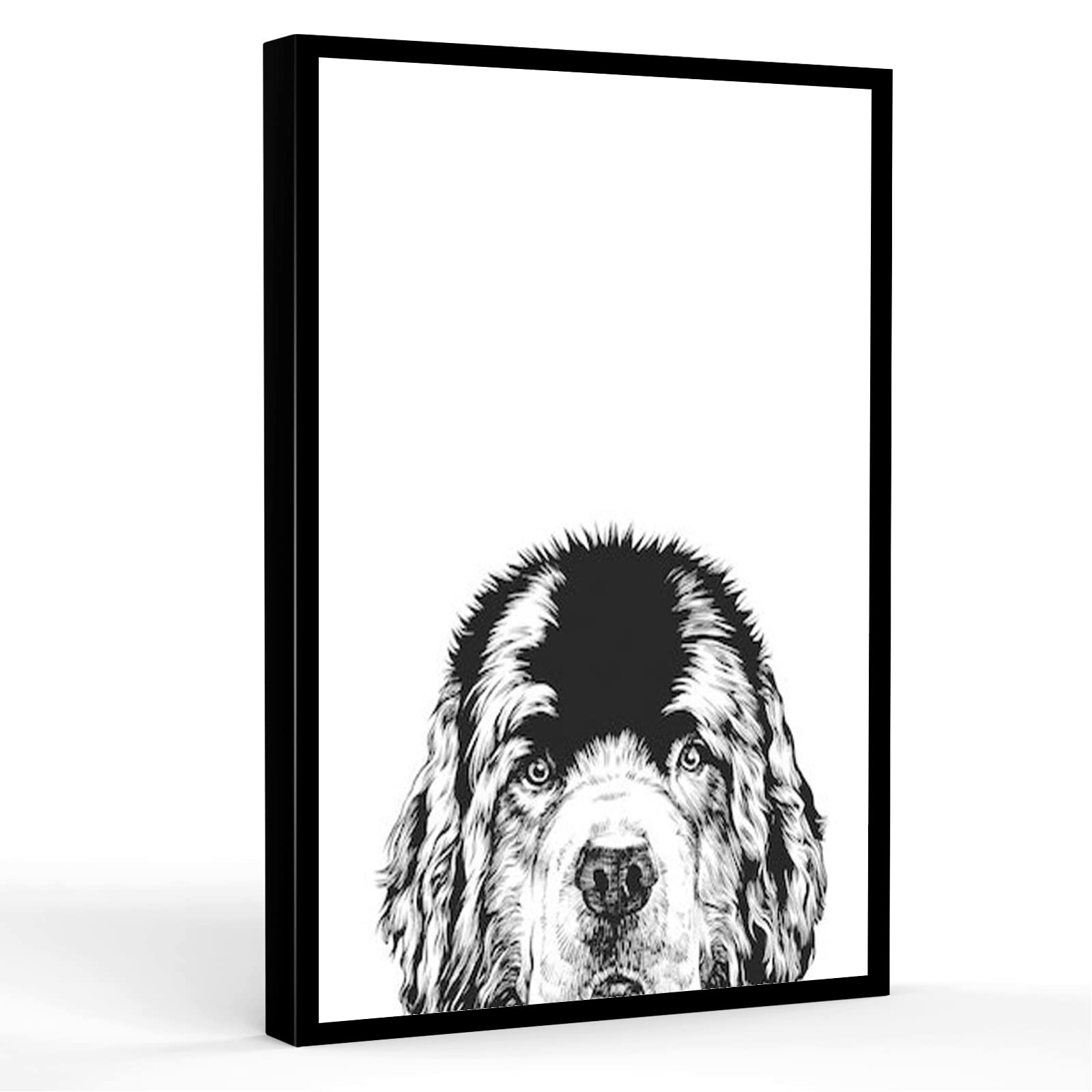 Newfoundland Dog Portrait Print - 8''X12'' Framed Modern Canvas Wall Art for Bathroom, Farmhouse, Pet Nursery & Kids Room Decor | Coastal & Sea Themed Home Decor