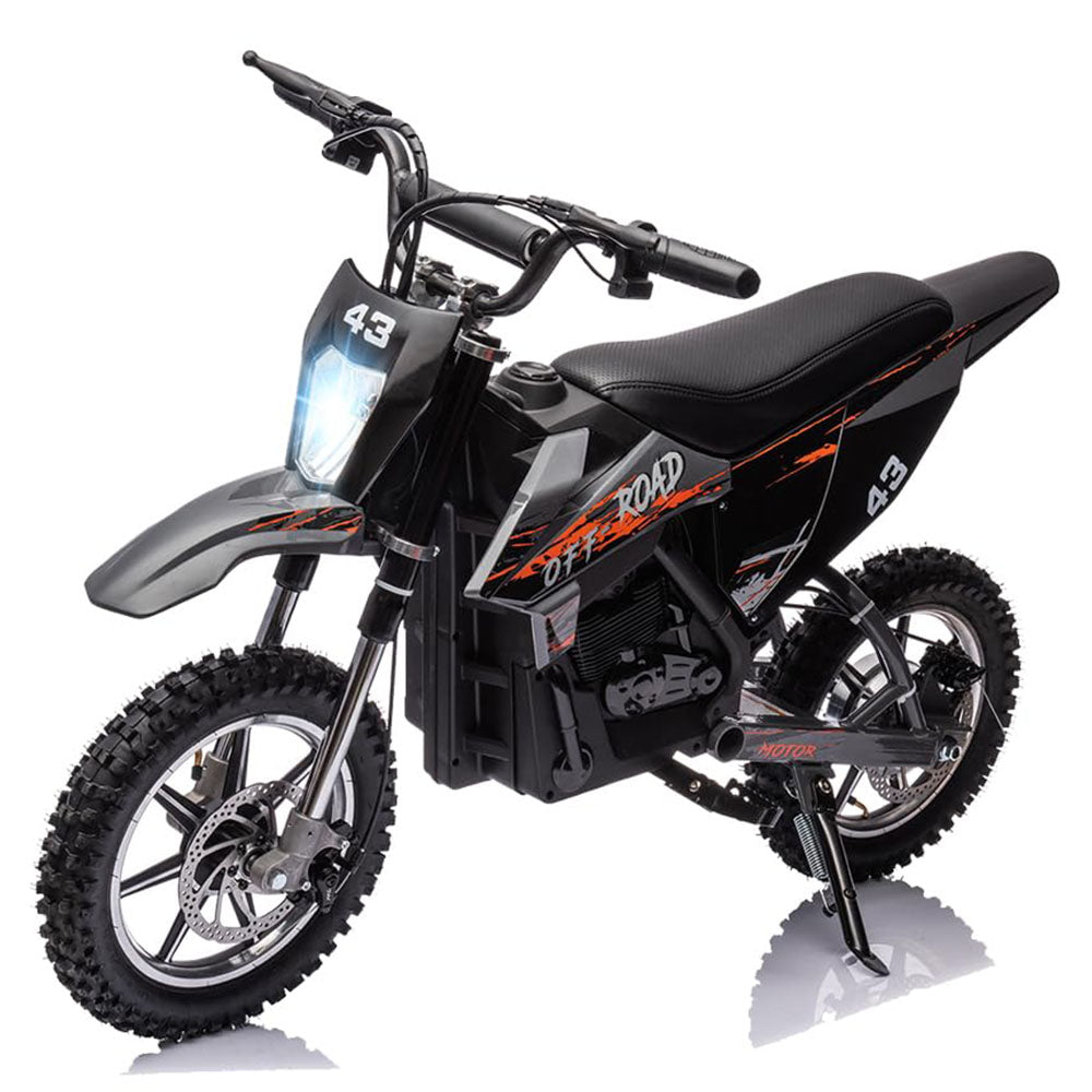 GARVEE 36V Kids Electric Dirt Bike - 350W Motor, 15.5MPH Speed, LED Lights, 175lbs Weight Capacity (Black) | Perfect for Off-Road Adventures, Backyard Riding & Outdoor Fun for Kids Ages 6-12