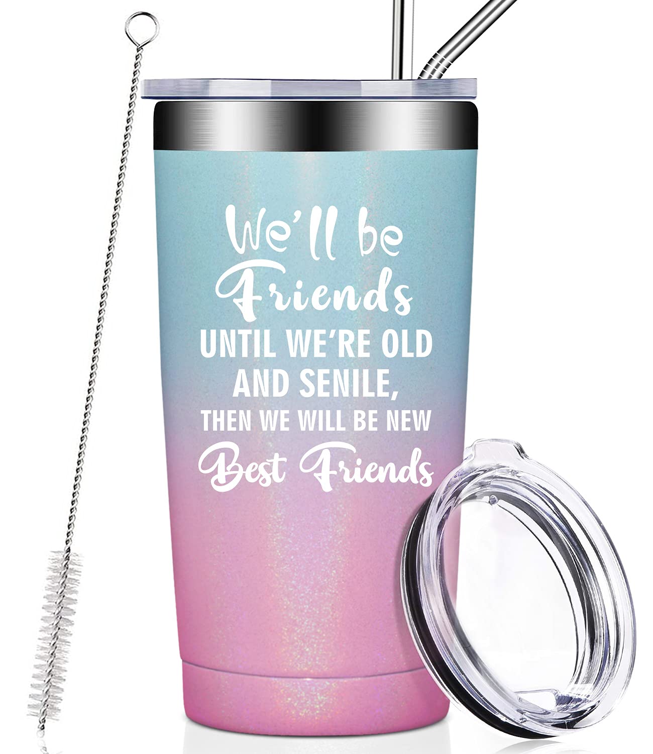Best Friendship Gifts for Women - Insulated Tumbler Cup with Lid & Straw - Perfect Birthday Gift for BFF, Coworker, Roommate - Great for Office, Gym, Travel & Daily Use