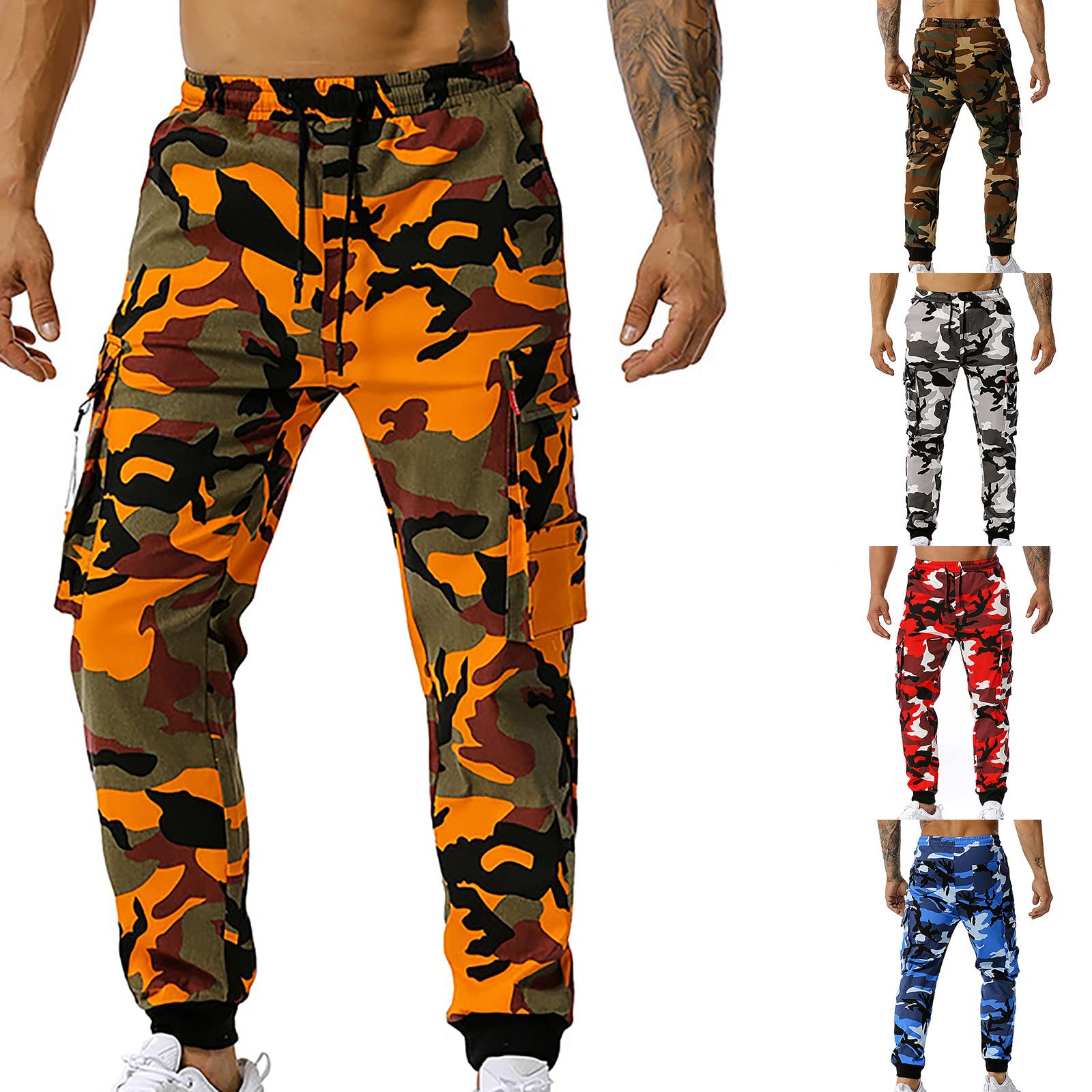 Men's Tactical Military Ripstop Cargo Pants - Camouflage Combat Sweatpants with Multiple Pockets for Outdoor Hiking, Jogging & Camping | Durable Outdoor Adventure Pants for Hunting & Tactical Training