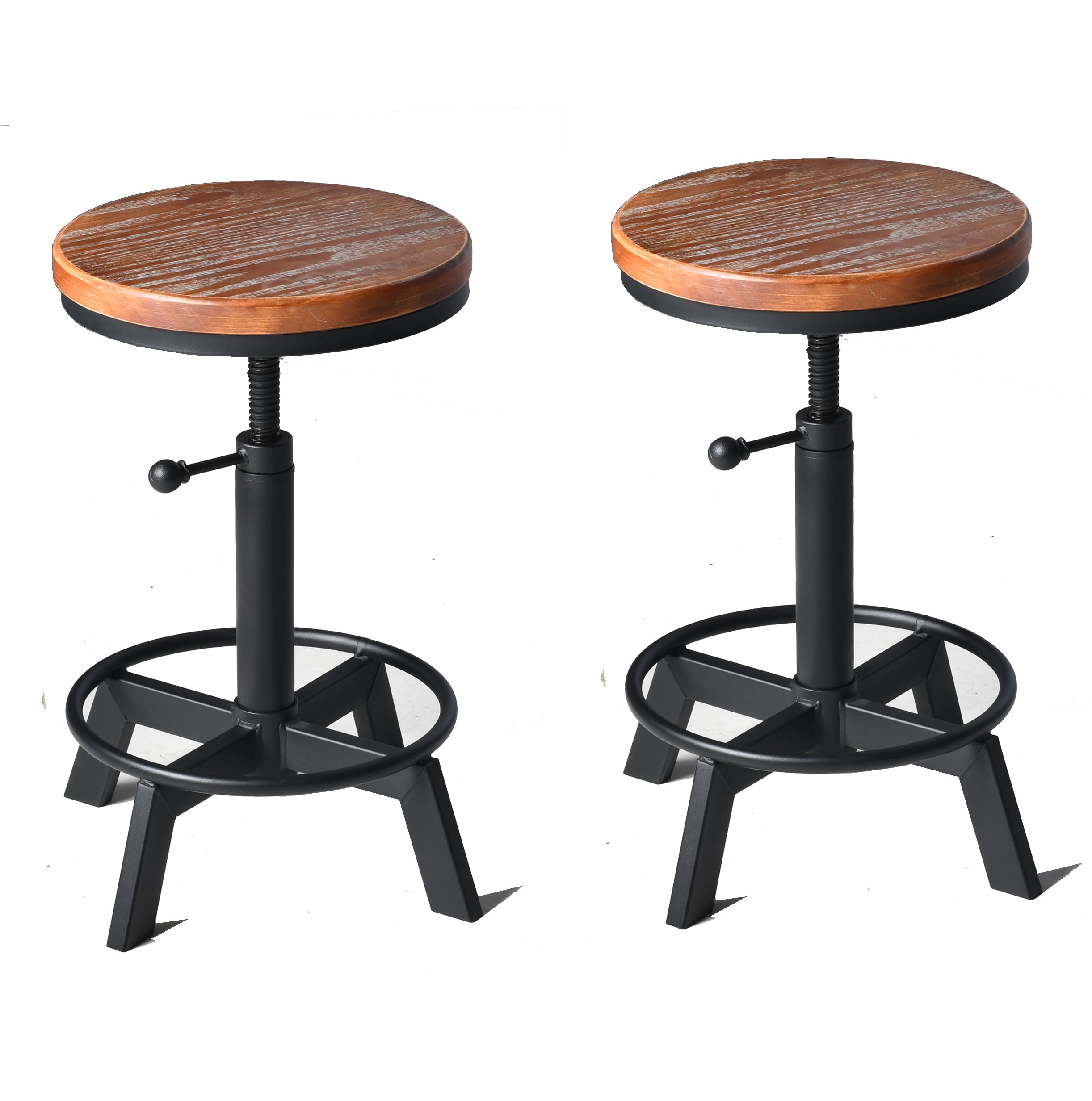LOKKHAN Industrial Bar Stool Set of 2 - Adjustable Height Swivel Counter Stools 17