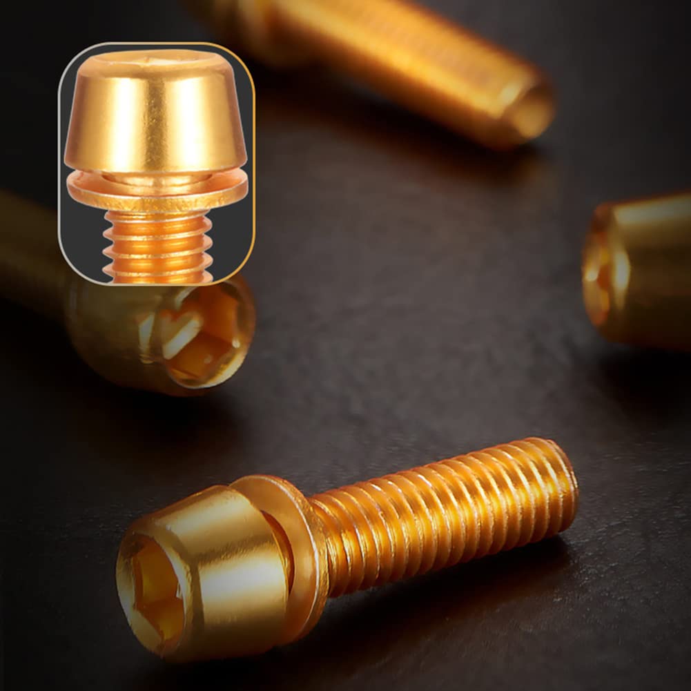 6PCS M5 x 18mm Steel Bicycle Stem Screws with Washers - High Strength Bike Stem Bolts for MTB, Road & Mountain Bikes - Perfect for Bike Maintenance, Repair and Cycling Accessories Replacement