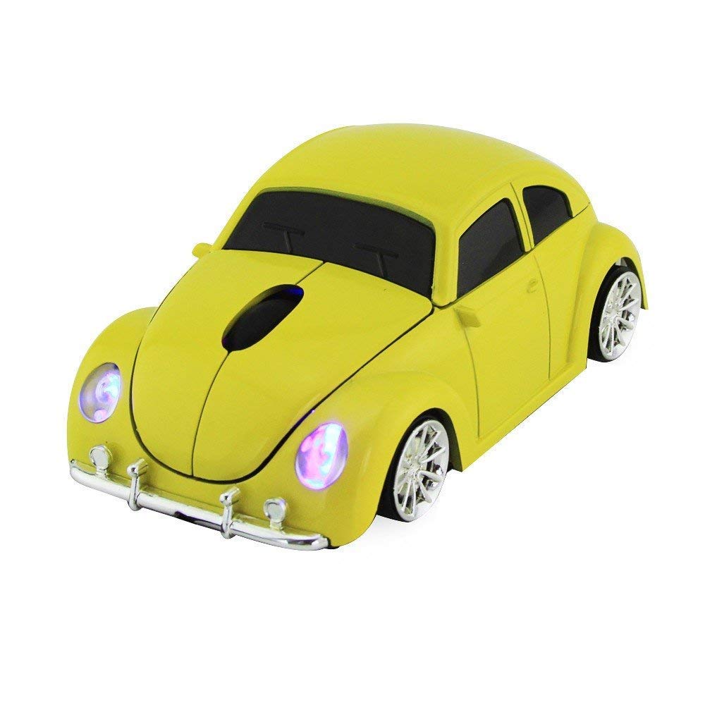 Car Shape USB Receiver for PC Laptop Computer Notebook - Yellow, Wireless Mouse & Keyboard Adapter for Home Office Gaming