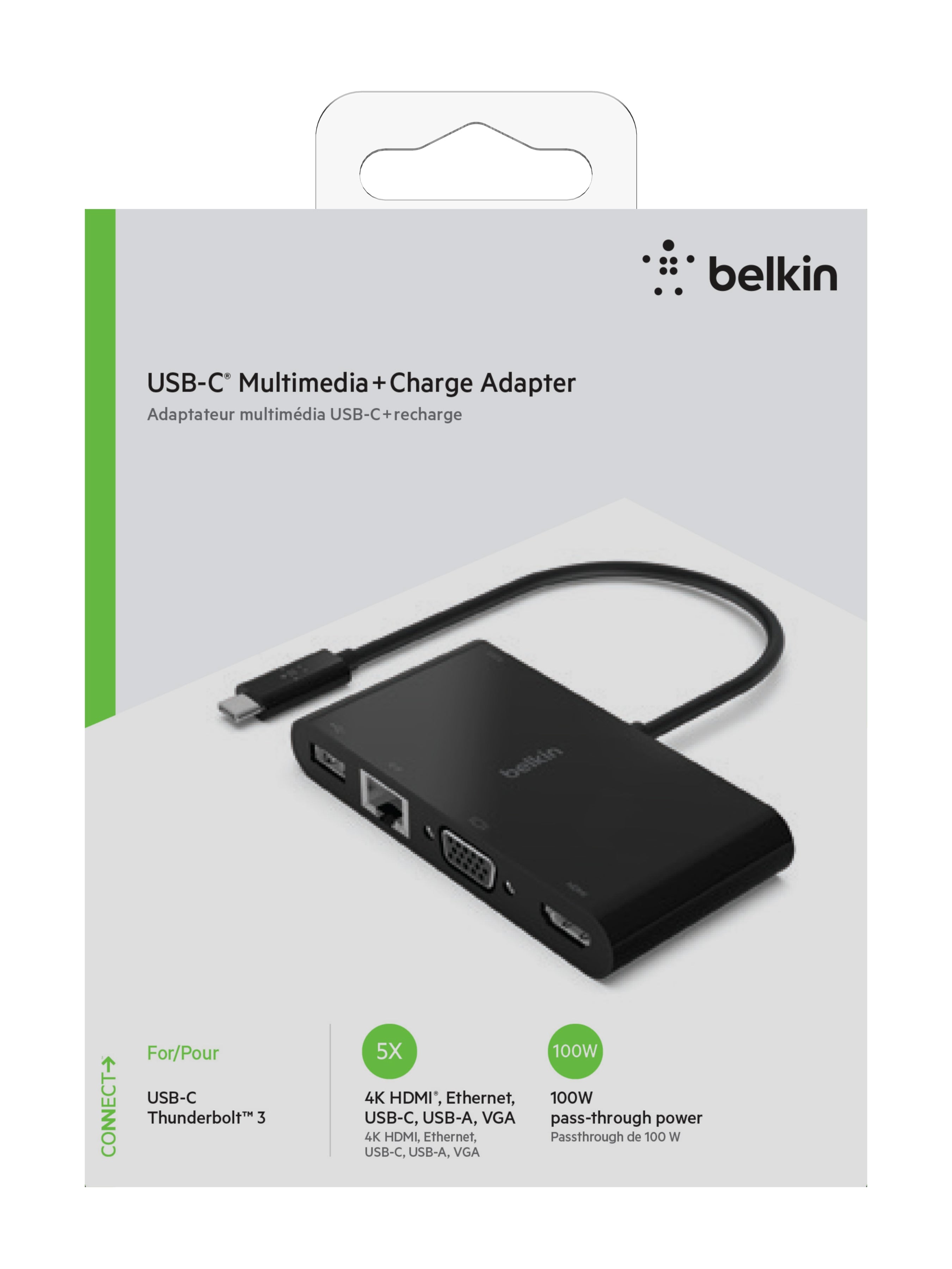 Belkin USB C Multimedia Hub & 100W Charging Adapter - 4K HDMI, USB Ports, PD Fast Charge for MacBook, iPad, iPhone - Perfect for Home Office & Travel