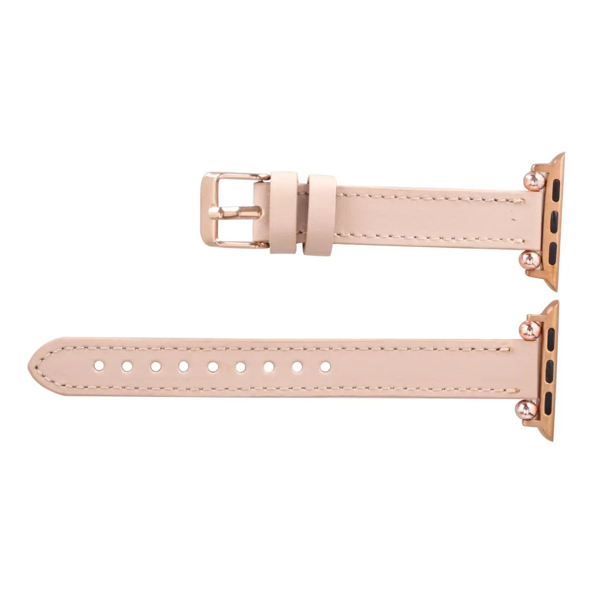 Ultra Slim Nude Pink Leather Apple Watch Band - Stylish & Comfortable Replacement Strap for Workout, Office & Everyday Wear