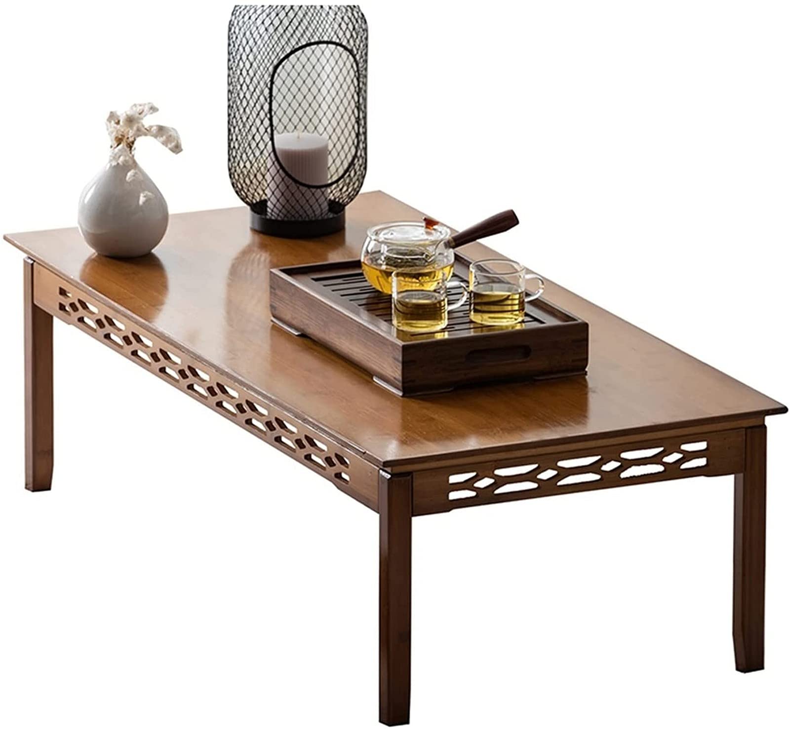 Solid Wood Coffee Table - End Table, Tea Table for Living Room, Bedroom, Office | Small Side Table, Shelf Display Rack | Perfect for Bay Window Corners, Home Decor & Interior Design