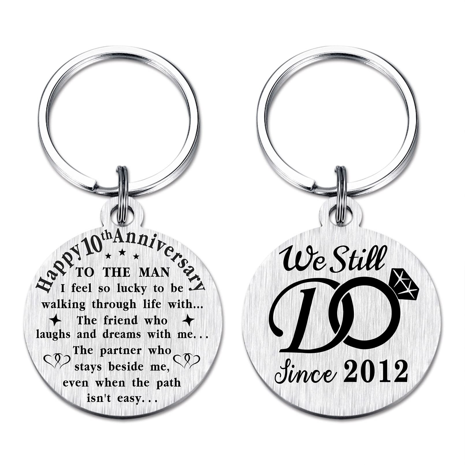 10th Wedding Anniversary Keychain Gift for Husband - 'We Still Do Since 2012' Engraved Keepsake - 10 Year Anniversary Gift for Men - Perfect for Romantic Celebrations & Couples Gifts