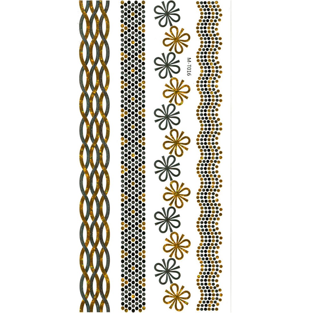3D Metallic Temporary Tattoos - Gold & Silver Body Art Stickers for Arms & Wrist - 21x10CM Waterproof Fake Tattoos (1PC) - Perfect for Parties, Festivals and Costume Events