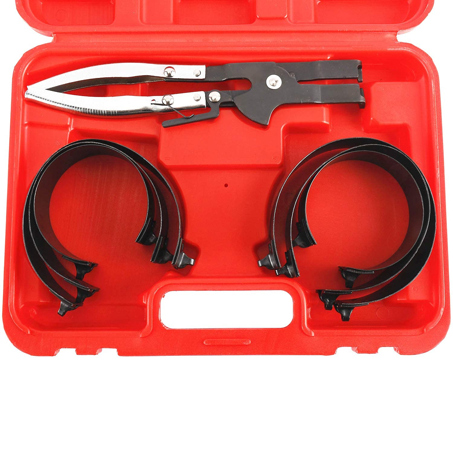 KUNTEC Piston Ring Compressor Kit with Plier & 6 Bands - Professional Cylinder Installer Tool Set for Engine Repair and Maintenance | Perfect for Automotive Mechanics and DIY Car Enthusiasts