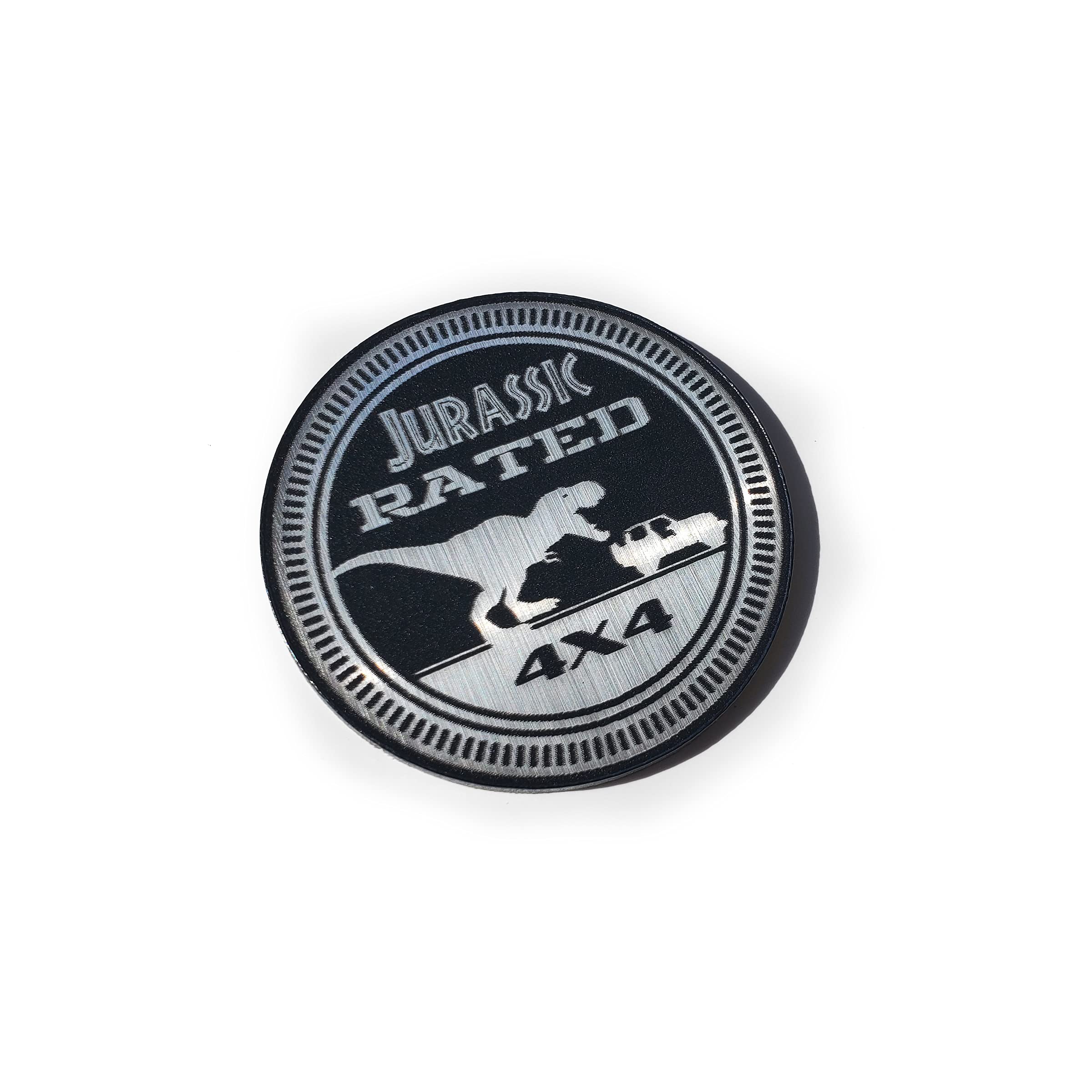 Custom Jurassic Jeep Style Fender Badge - Matte Black Emblem for Wrangler & Off-Road Vehicles | Perfect for Car Enthusiasts & Jeep Modifications