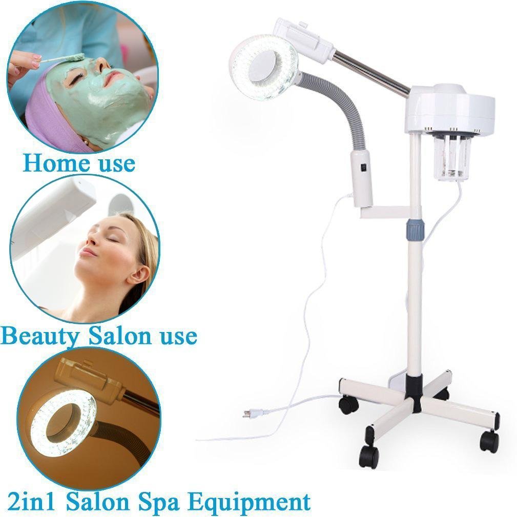 5X Magnifying Facial Steamer Lamp with Humidifier - Professional Spa LED Floor Lamp for Skin Care, Beauty & Cosmetology | Perfect for Home Salon, Facial Treatments & Skin Hydration Therapy