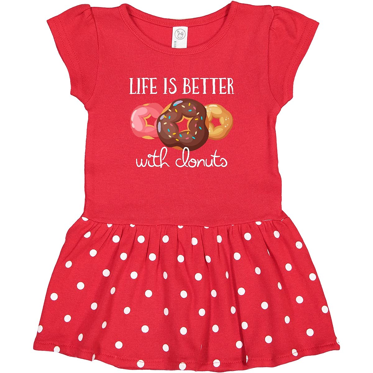 Inktastic Life is Better with Donuts Toddler Dress - Cute Donut Print Girls Outfit for Birthday, Party & Casual Wear