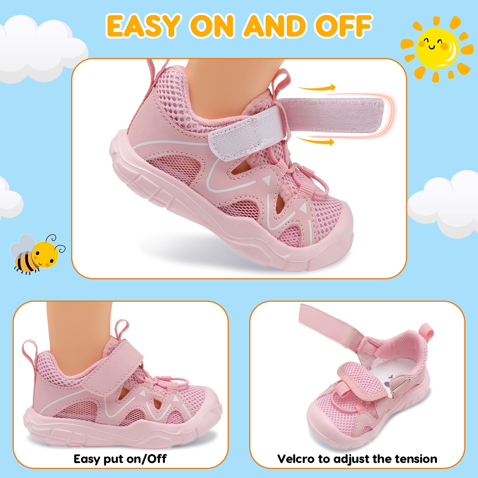 FEETCITY Wide Toddler Slip-On Sneakers for Boys & Girls - Breathable Lightweight Walking Shoes for Kids - Perfect for Playground, School & Daily Activities