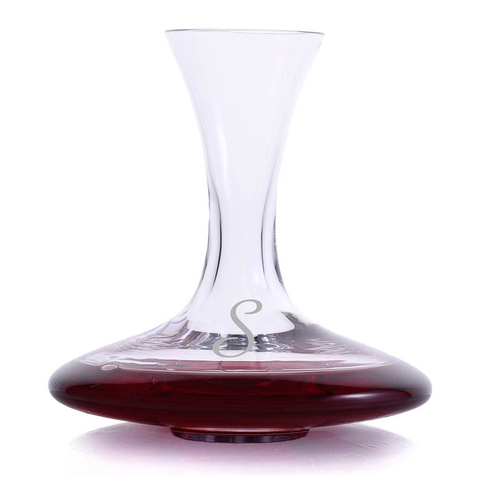 Personalized Engraved Crystal Wine Decanter Set with 6 Stemless Red Wine Glasses - Monogrammed Gift for Christmas, Holidays & Special Occasions - Perfect for Dinner Parties, Anniversary Gifts & Home Bar Decor