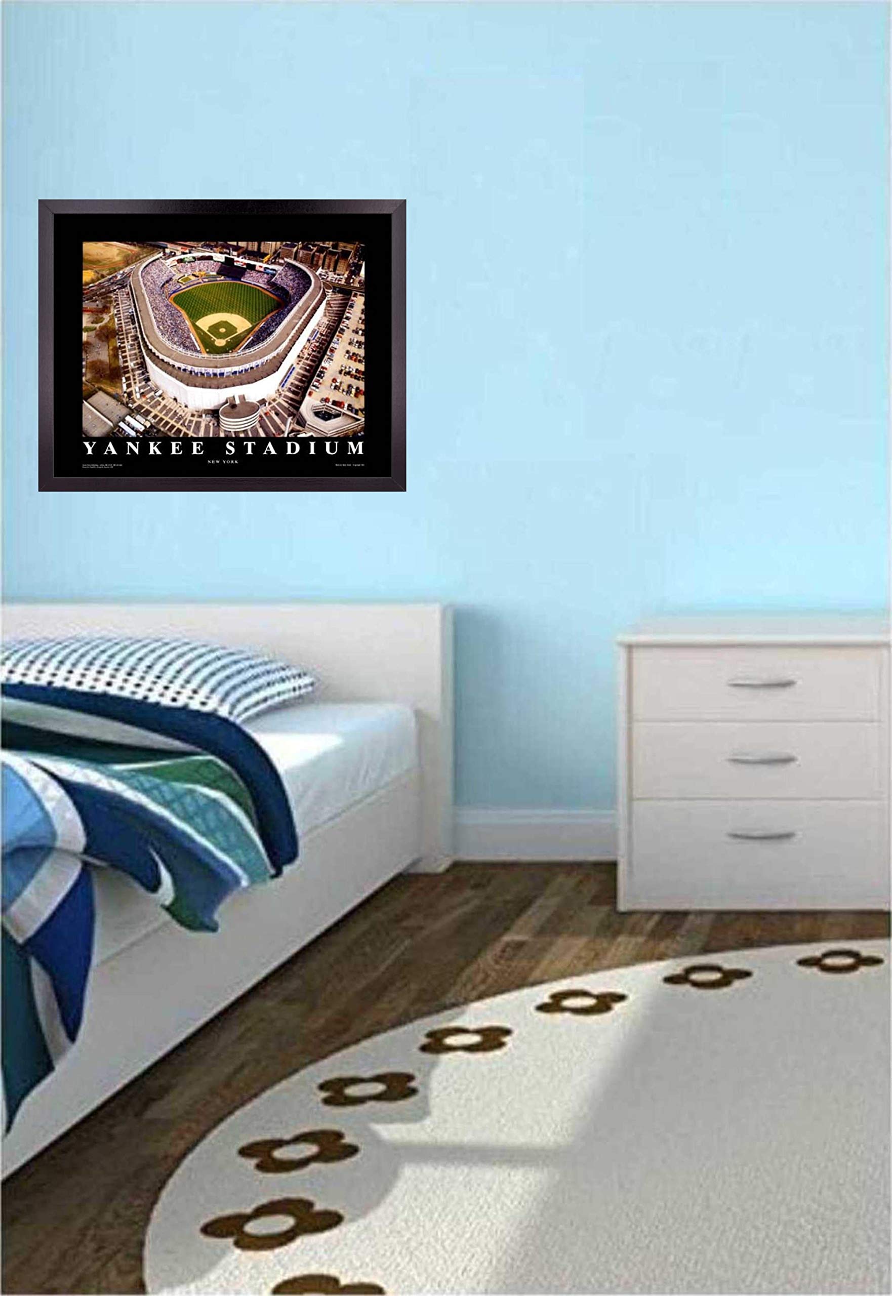 New York Yankees Baseball Stadium Wall Art Poster - 23x29 Inch Framed Print | Aerial View of Yankee Field & Ballpark | Perfect Sports Decor for Bedroom, Office & Game Room | Unique Gift for Baseball Fans & College Students