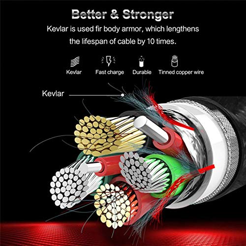 Premium 6FT Braided USB-C Cable Fast Charging Cord - Compatible with TCL 10 5G UW/10 Pro/10L/Signa & More - Durable Nylon Power Wire for Phones/Tablets - Perfect for Home, Office & Travel Use (Black)