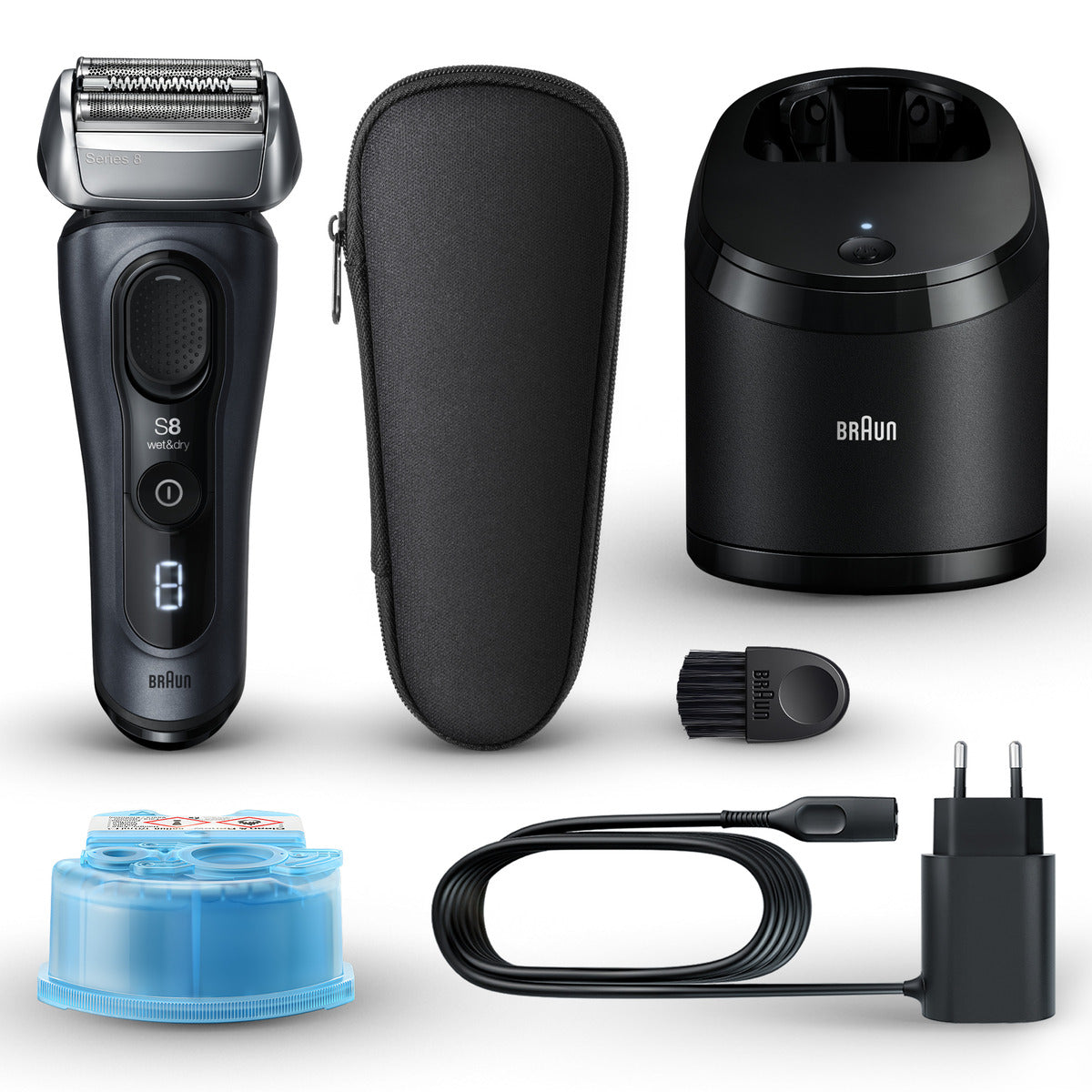 Braun Series 8 8563CC Electric Shaver with Automatic Cleaning Station - Wet & Dry Men's Razor for Smooth Shaving at Home or Travel