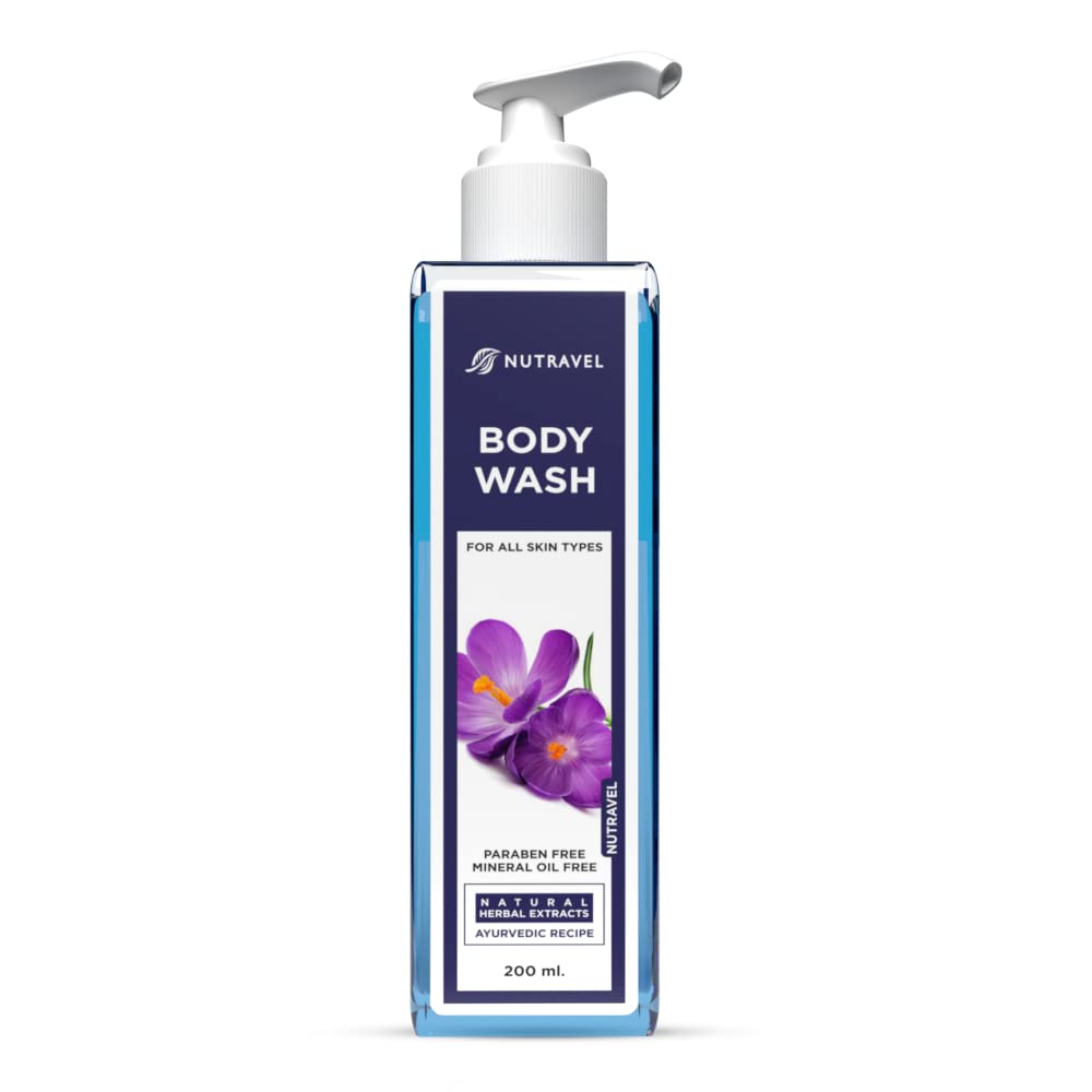 Nutravel Ayurvedic Herbal Body Wash - 200ml Natural Plant Extract Cleanser (Pack of 2) | Gentle Daily Shower Gel for Sensitive Skin & Aromatherapy Relaxation