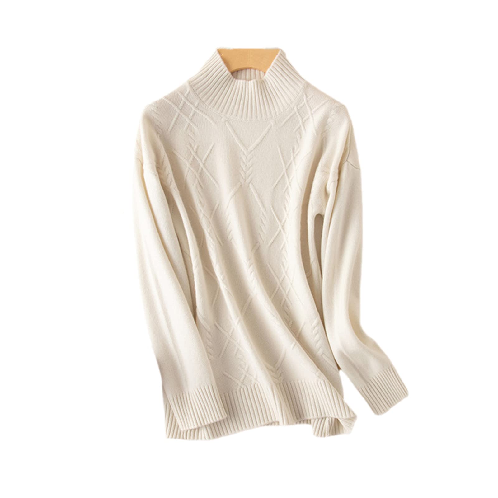 Warm Winter Women's Sweater - Thick Half Turtleneck Wool Knit Pullover Top for Casual Outfits & Office Wear | Cozy Cold Weather Fashion