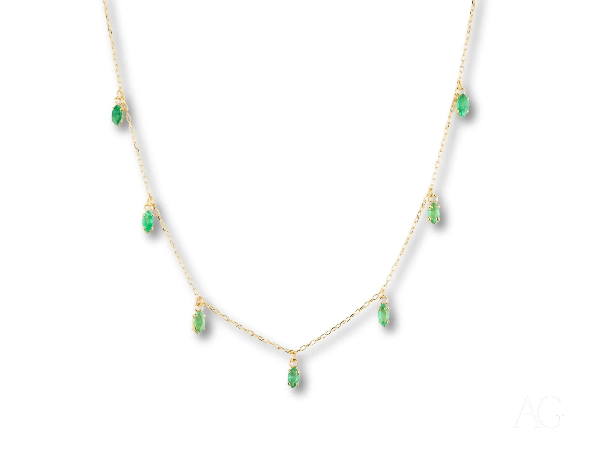 18k Gold Emerald Necklace - Elegant Green Gemstone Jewelry for Women | Perfect for Weddings, Parties & Special Occasions