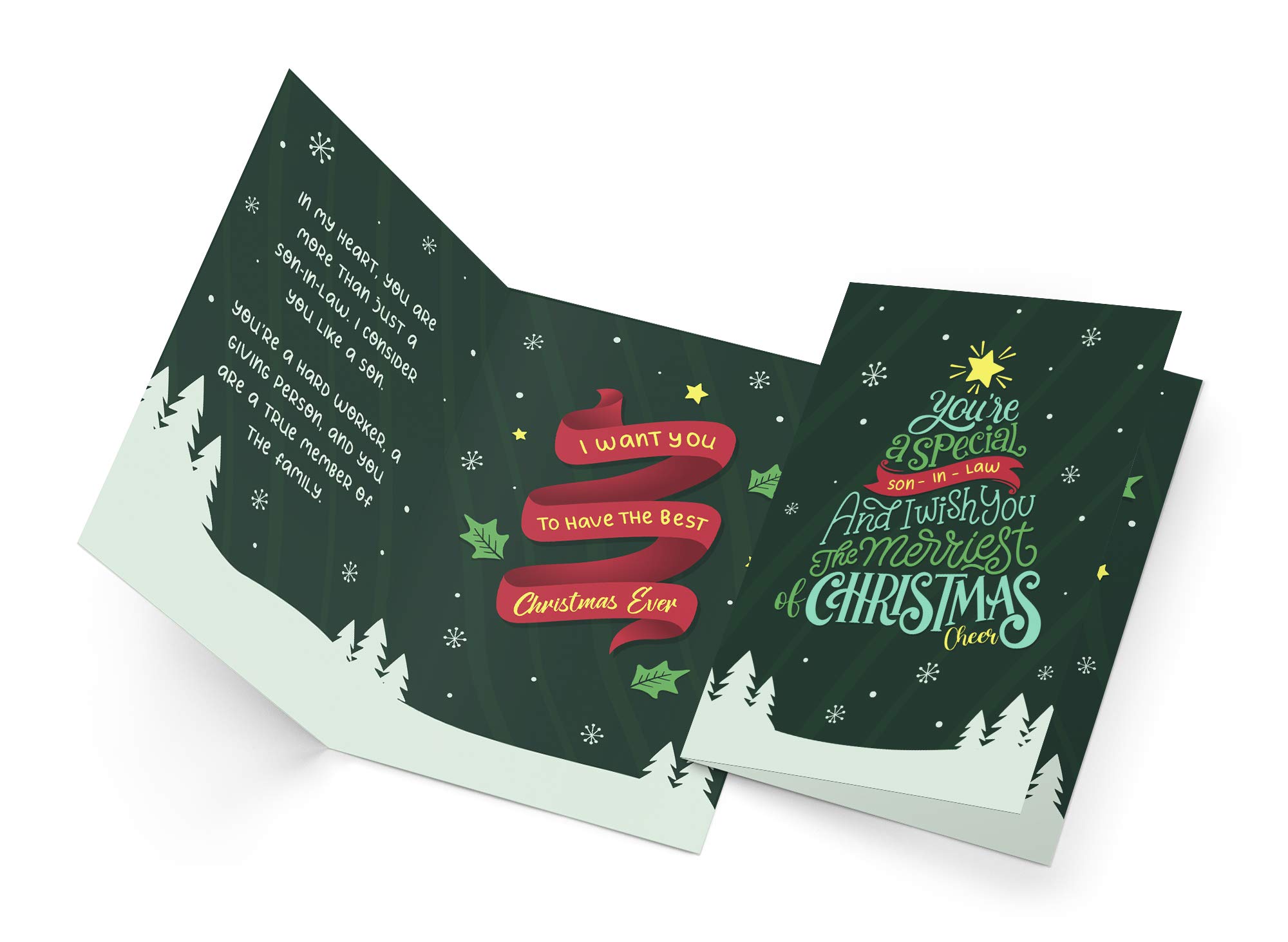 Premium Christmas Card for Son-in-Law - Eco-Friendly 5x7.75 Inch Greeting Card with Thick Cardstock & Envelope - Made in USA - Perfect for Holiday Gifts, Family Celebrations & Festive Mailings