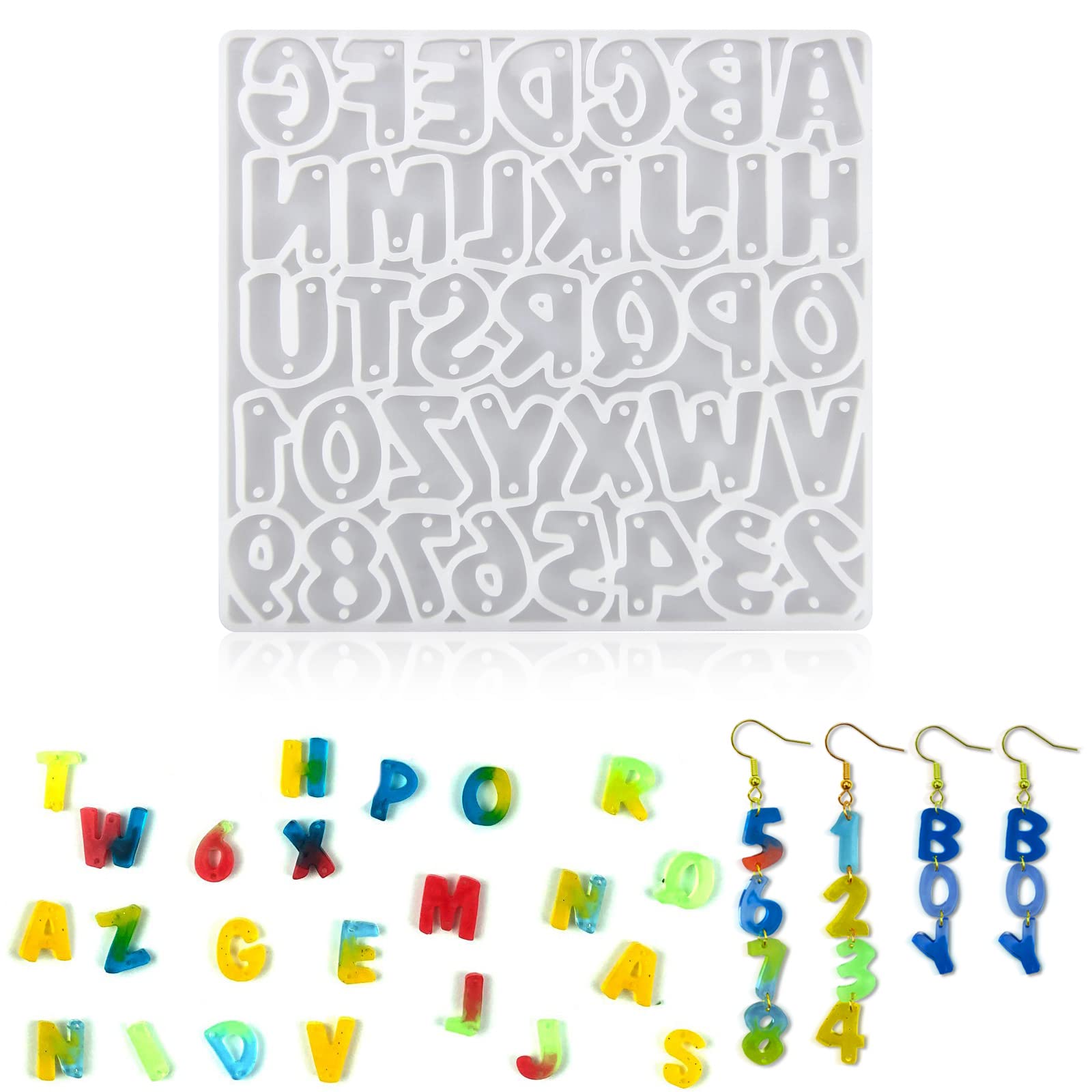 Premium Resin Earring Molds for DIY Jewelry Making - Alphabet & Number Silicone Molds for Crafting Mini Letter Charms | Perfect for Handmade Earrings, Keychains & Resin Art Projects