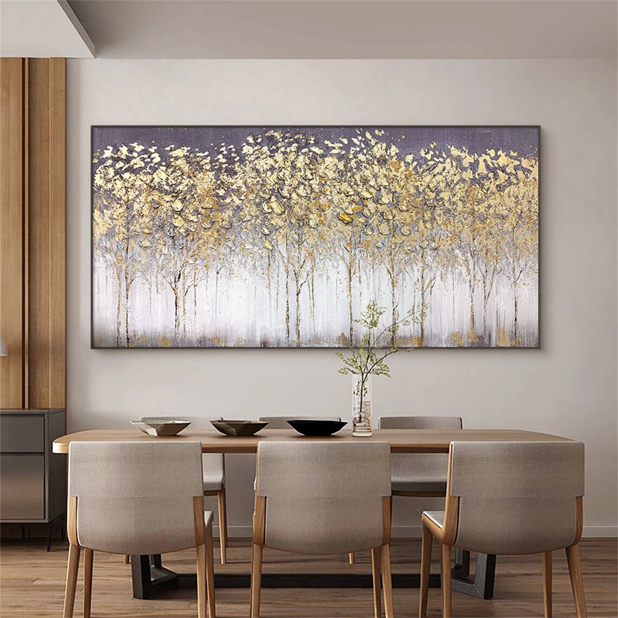 Beautiful Flower and Tree Painting #FT032 - Handmade Canvas Art for Home Decor, Living Room, Bedroom & Office Wall