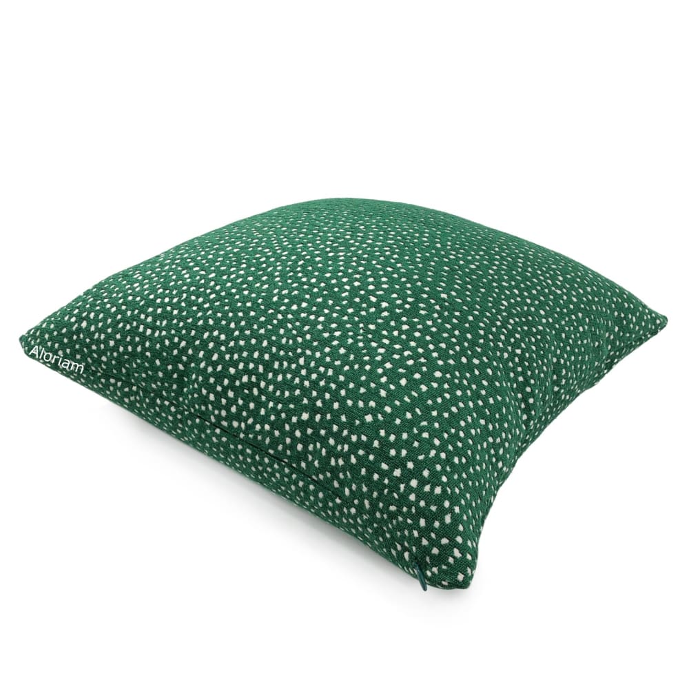 Taylor Emerald Green White Dots Chenille Pillow Cover - Soft Decorative Throw Pillow Case for Sofa, Bed, Couch - Home Decor & Living Room Accessories