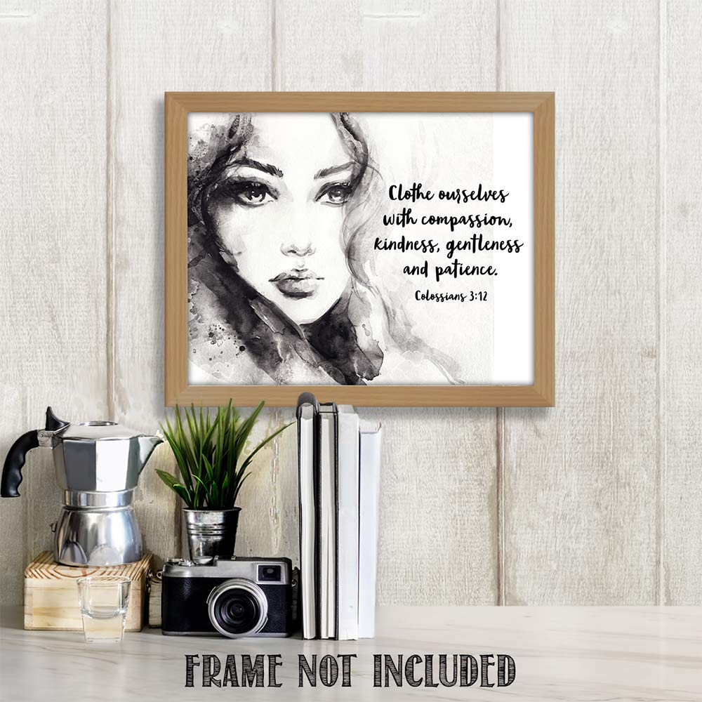 TJ Originals - Inspirational Christian Bible Verse Wall Art Print (Colossians 3:12) - 11x14 Scripture Decor for Home, Office & Church - Perfect Gift for Women, Family & Friends - Birthday, Housewarming & Religious Occasions