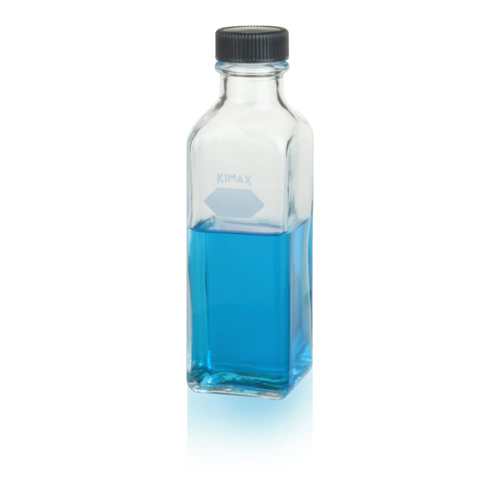 Kimble Milk Dilution Bottle 160mL - Graduated Laboratory Glass Bottle with Screw Cap - Case of 48 - Ideal for Dairy Testing, Food Quality Control & Scientific Research
