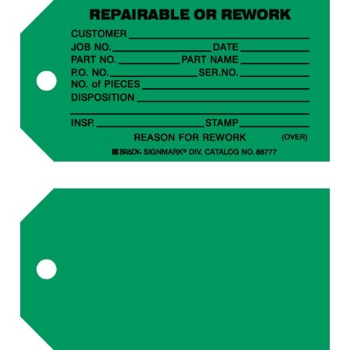 Brady 86777 Repairable/Rework Production Tags - 5.75