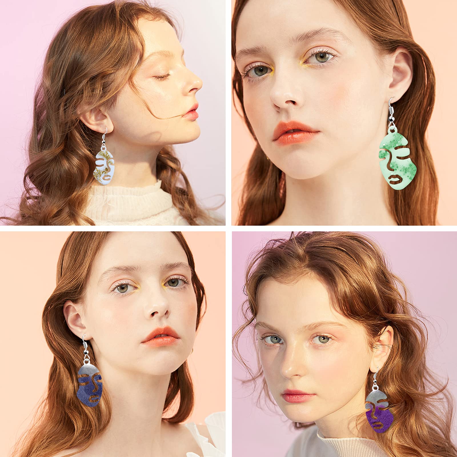 2Pcs Silicone Earring Molds for Jewelry Making - DIY Resin Casting Molds for Fashion Jewelry, Cute Face Shape Epoxy Resin Crafts (Size S/M) - Perfect for Handmade Earrings, Pendants & DIY Gifts
