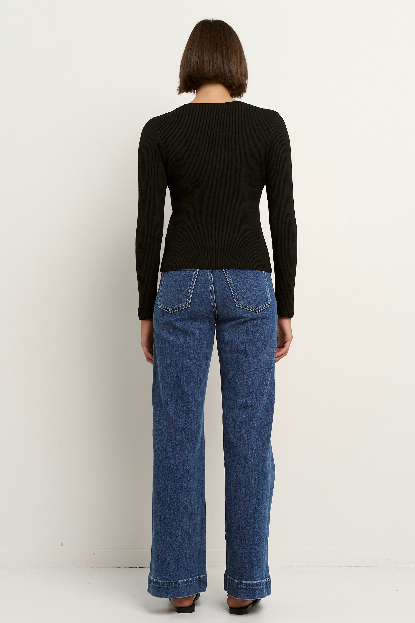 Stylish Black Rib Knit Cardigan with Character Design - Perfect for Casual Outfits, Layering in Fall & Winter