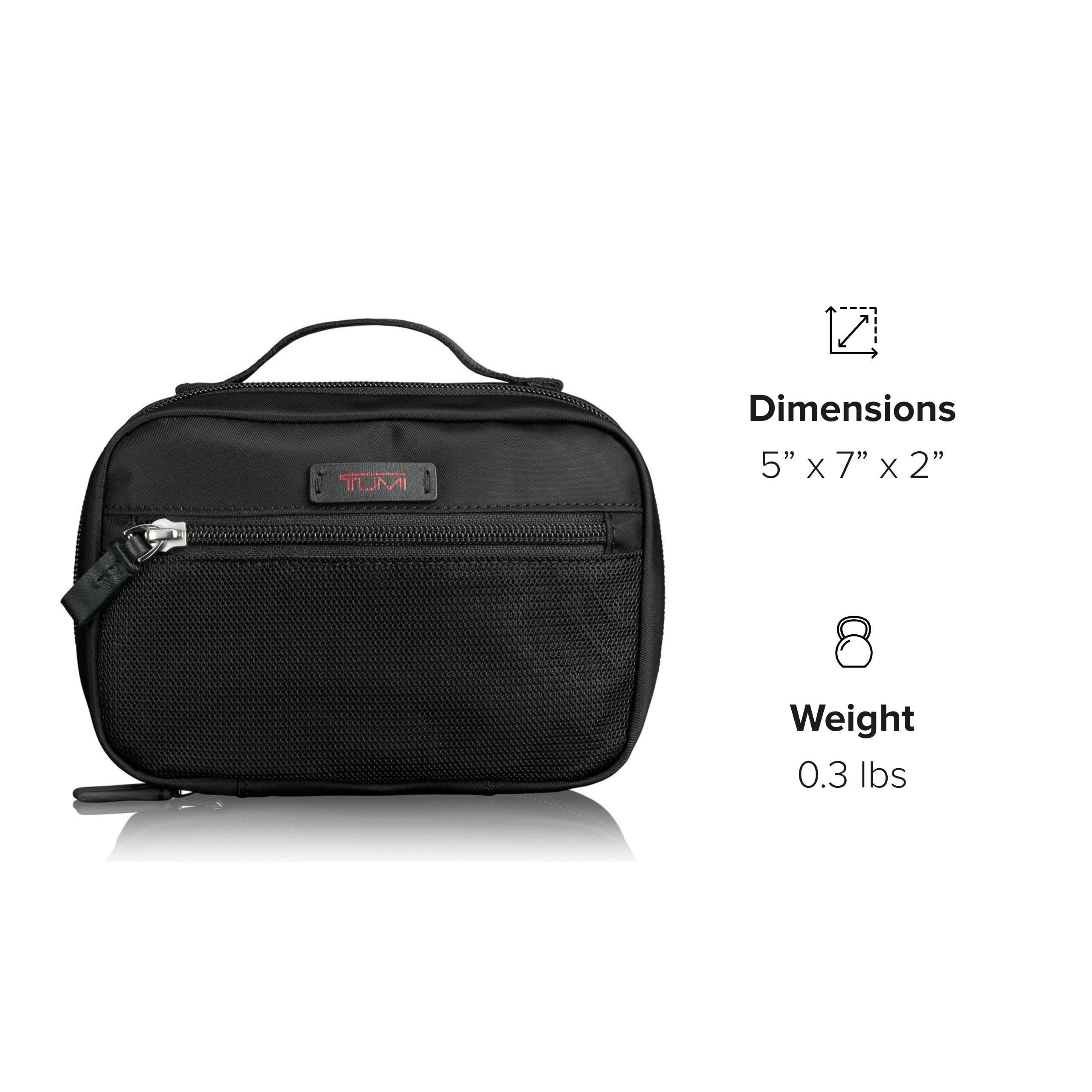TUMI Travel Accessory Pouch - Compact Nylon Organizer for Electronics, Cords, Toiletries & Cosmetics | Portable Toiletry Bag for Business Trips, Vacations & Daily Use - Small Black Case