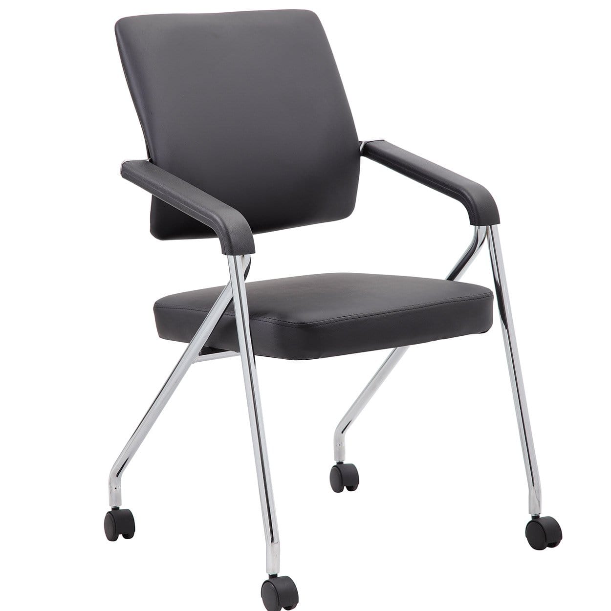 Boss Office Folding Chairs with Wheels - 2 Pack Rolling Conference Chairs, Heavy Duty Swivel Casters for Home Office, Meetings & Events [B1800 CP 2] - Perfect for Conference Rooms, Home Workspaces & Temporary Seating