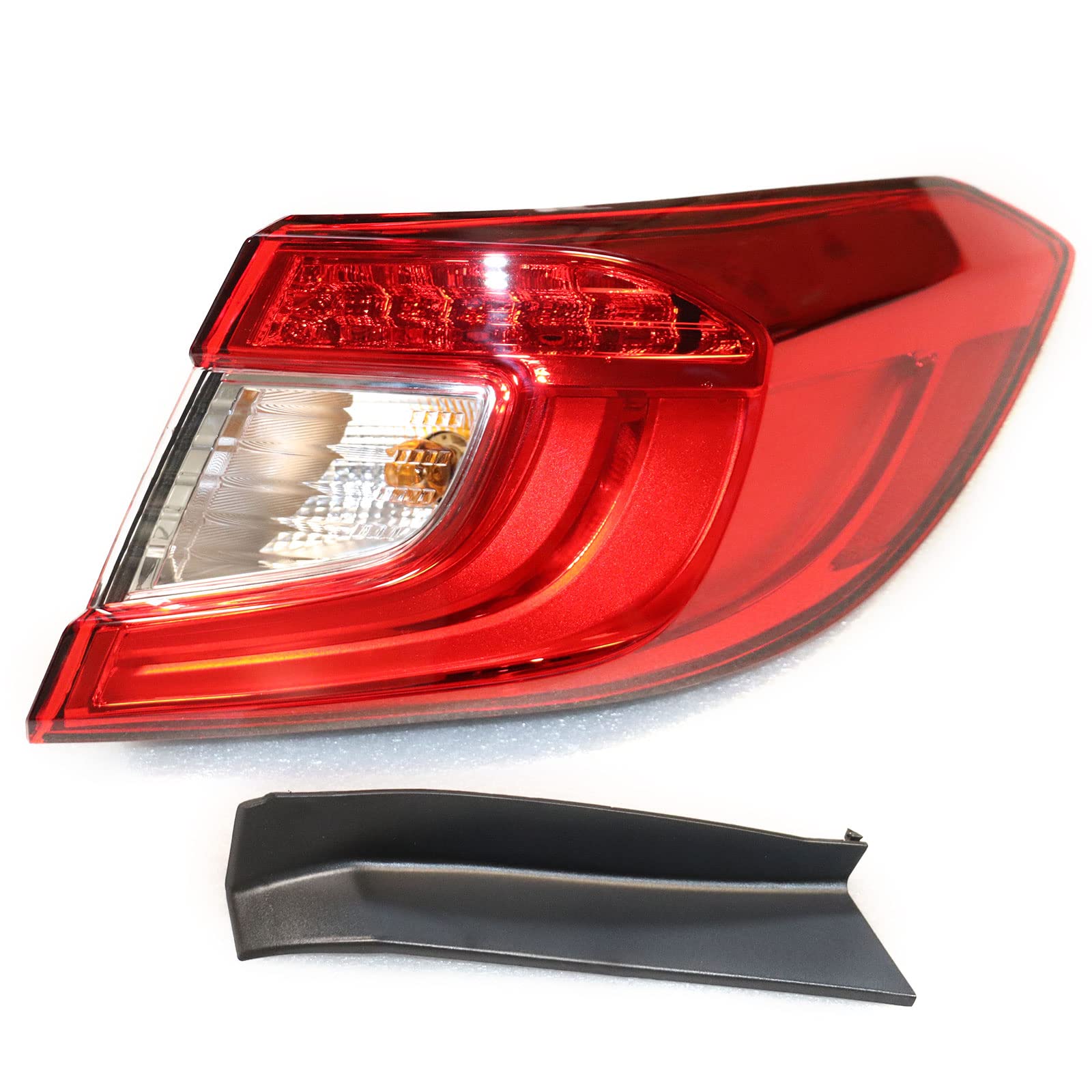 **2018-2019 Honda Accord Sedan LED Taillight Assembly - Right Passenger Side, Red Clear Lens, Brake Lamp Replacement - Perfect for Night Driving & Enhanced Safety**